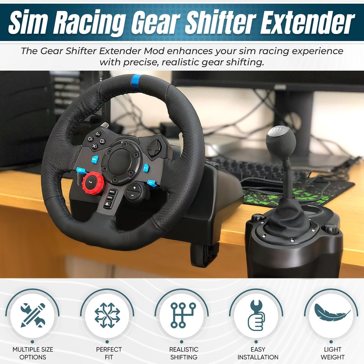 Gear Shifter Knob Adapter Mod for Logitech G29 G920 G923 G27 G25, Stick Lever…