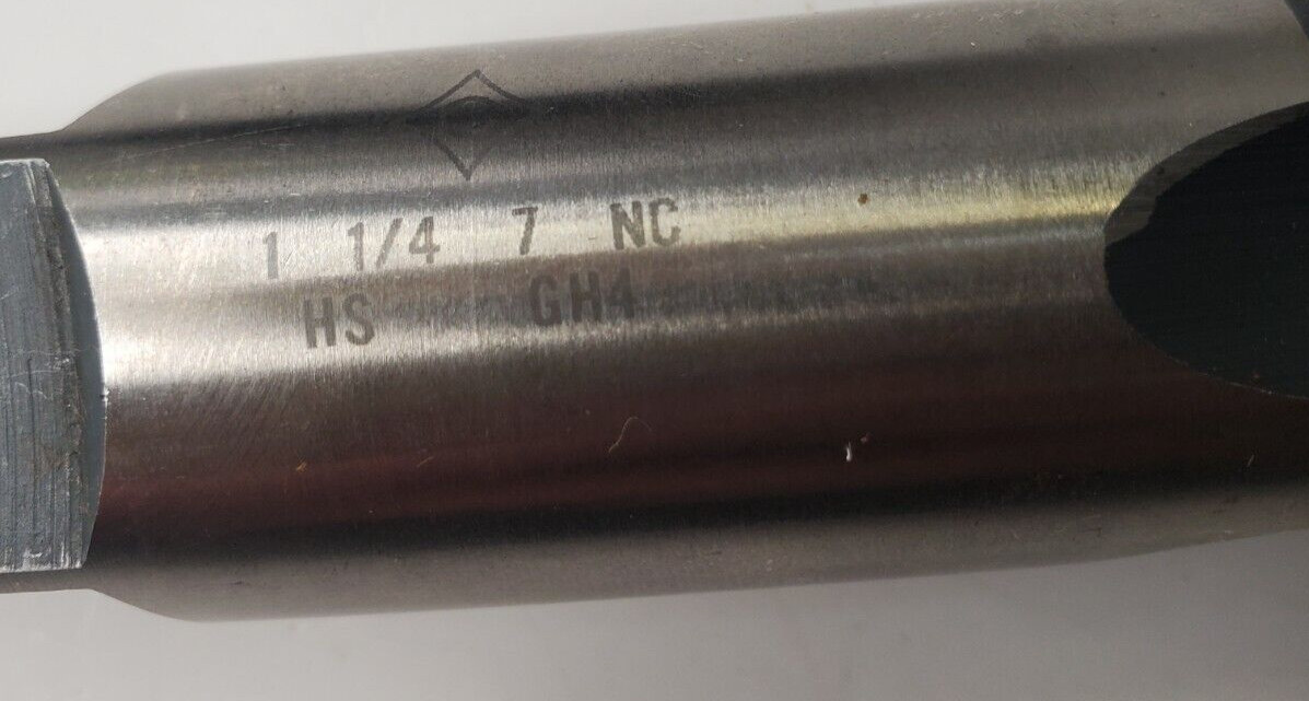 UNBRANDED STRAIGHT BOTTOMING TAP 4 FLUTE 1-1/4″-7 NC HS GH4 USA 5-13/16″ L