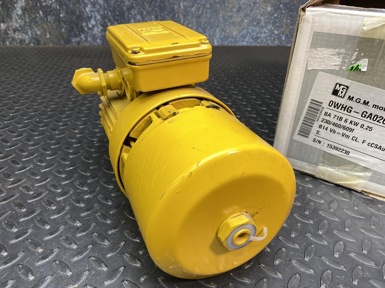 M.G.M. Electric BA 71B6 Motor 230/460V 0.25 kW, NOS
