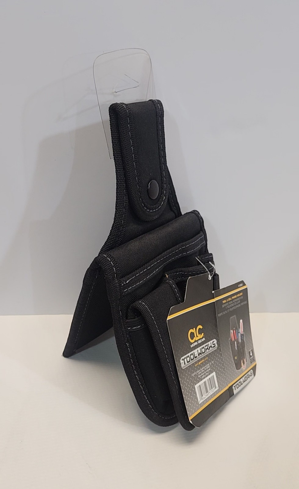 CLC 1501 Tool & Cell Phone Holder 4 Packet Polyester Balck 1-1/2″ Deep 6″ Tall