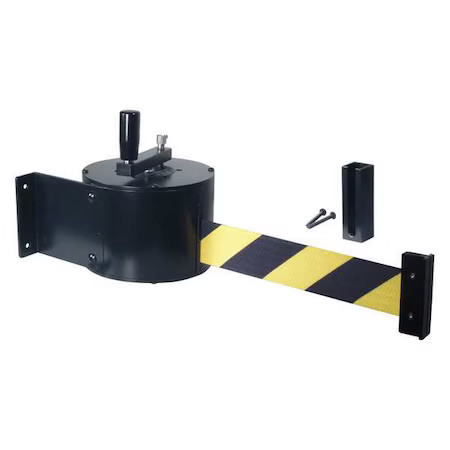 Retracta-Belt Wm5000-Byd-Hdre Manual Wall Barrier, 50Ft Blk/Yellow Belt