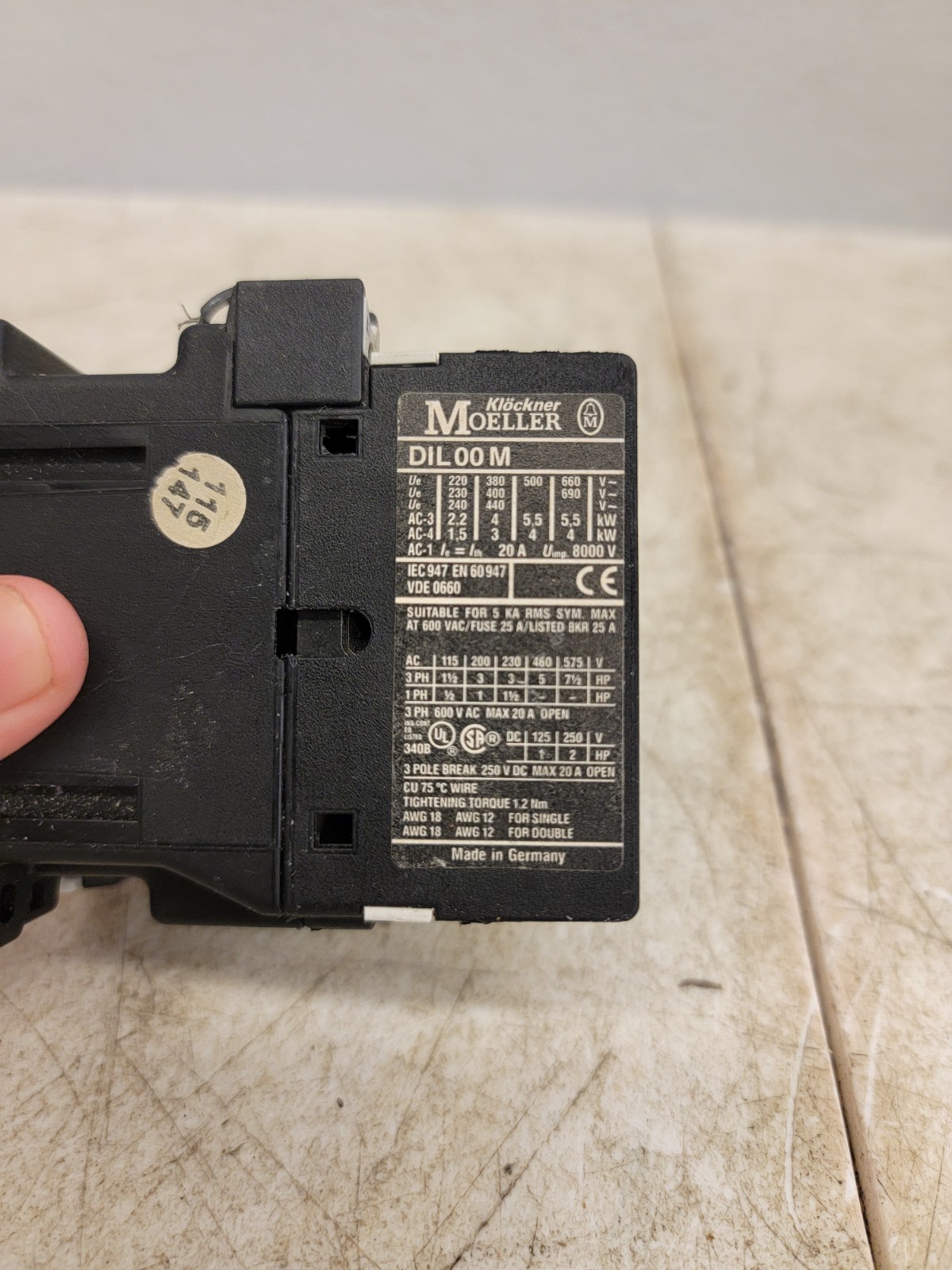 (4) Klockner Moeller DIL00M Contactor