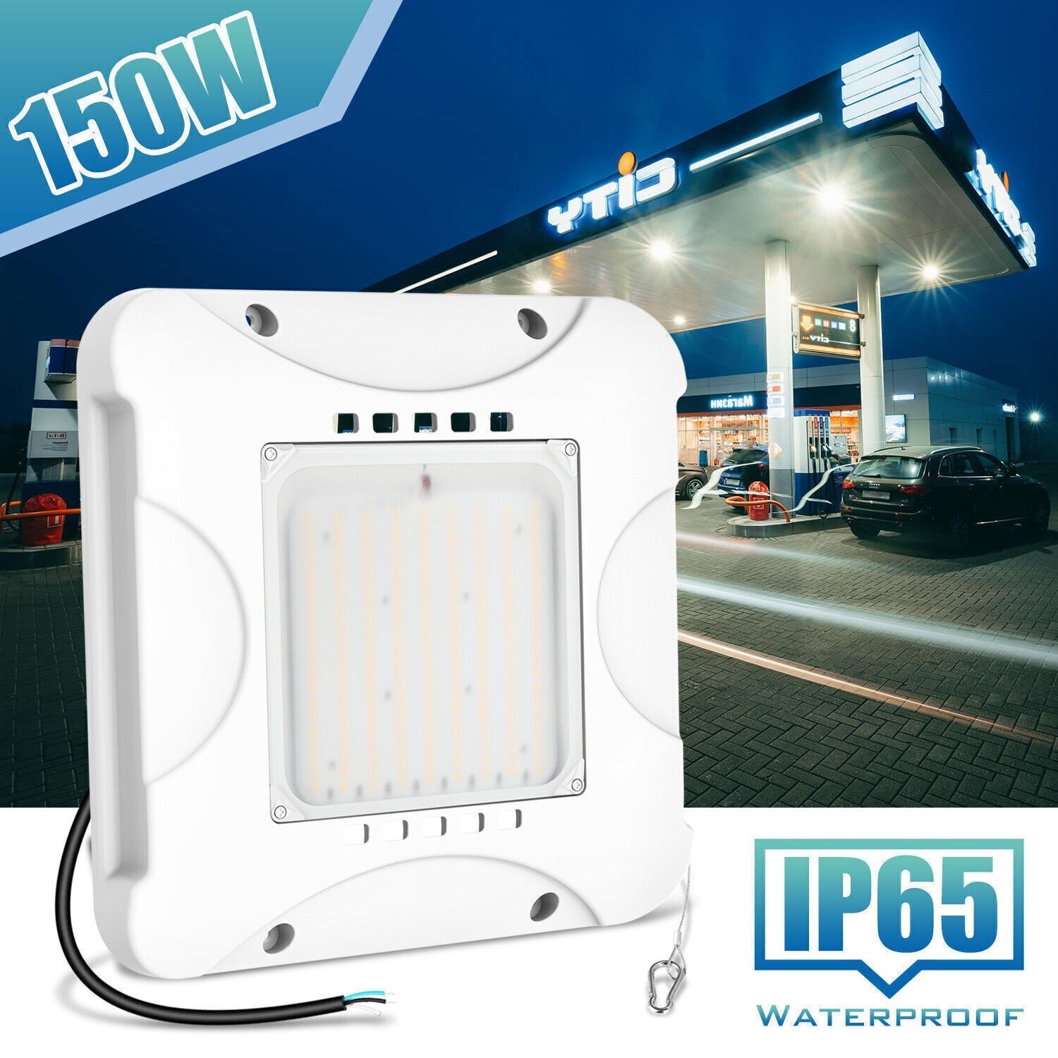 150W LED Gas Station Canopy Light Dusk To Dawn Commercial Lamp 4500K/5000K/5700K