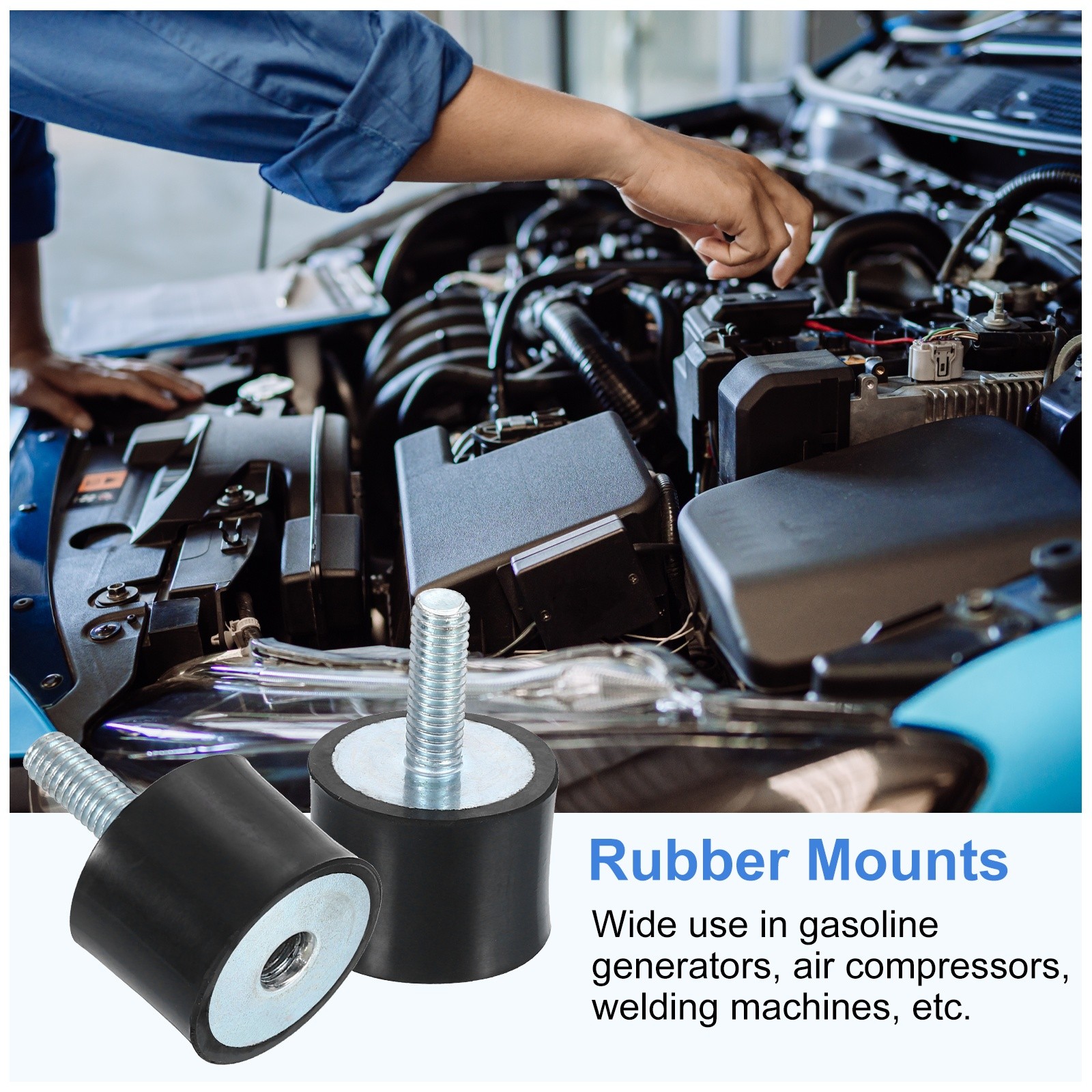 2Pcs, M5x14mm Rubber Mounts 20x15mm(DxH) Rubber Shock Absorber Mount w/ Nuts
