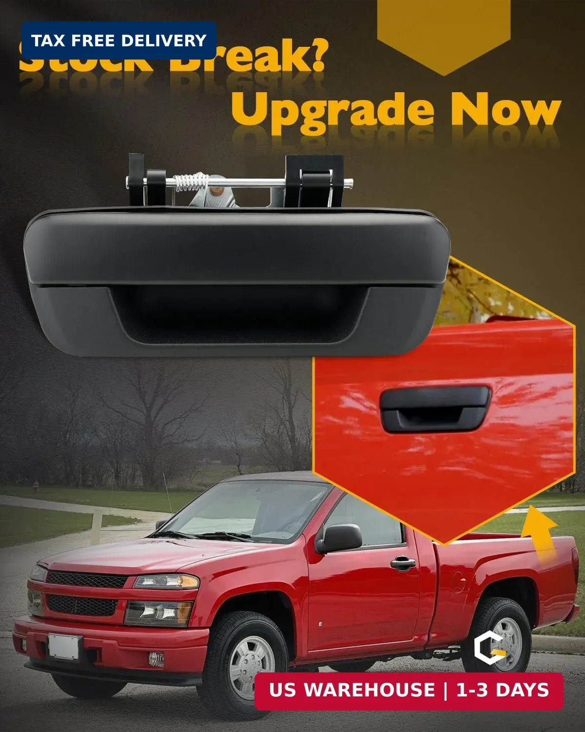 Metal Tailgate Handle for Chevy Colorado GMC Canyon 2004–2014 Rear No Keyhole