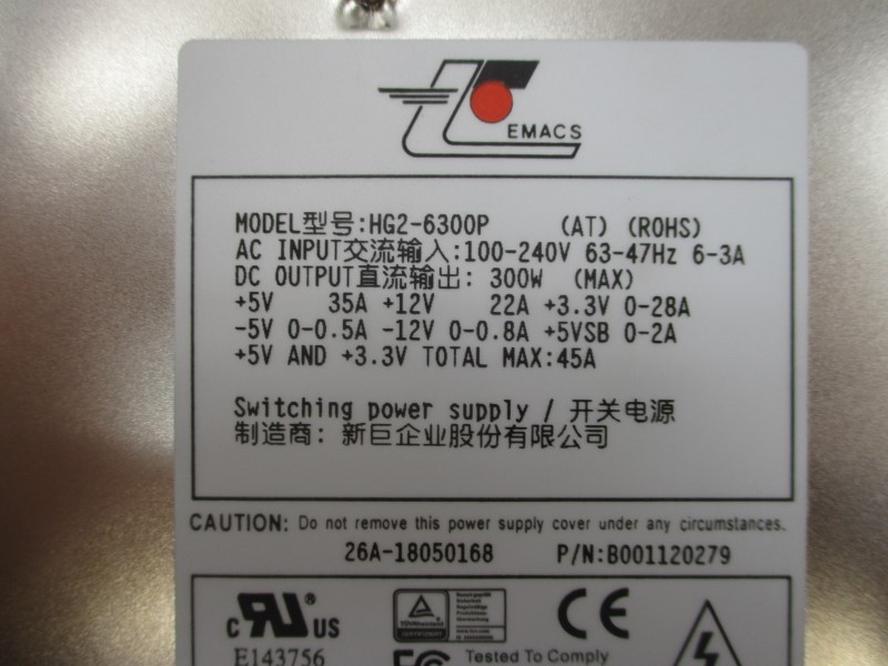 EMACS B001120279 HG2-6300P 100-240VAC 6-3A NSNP
