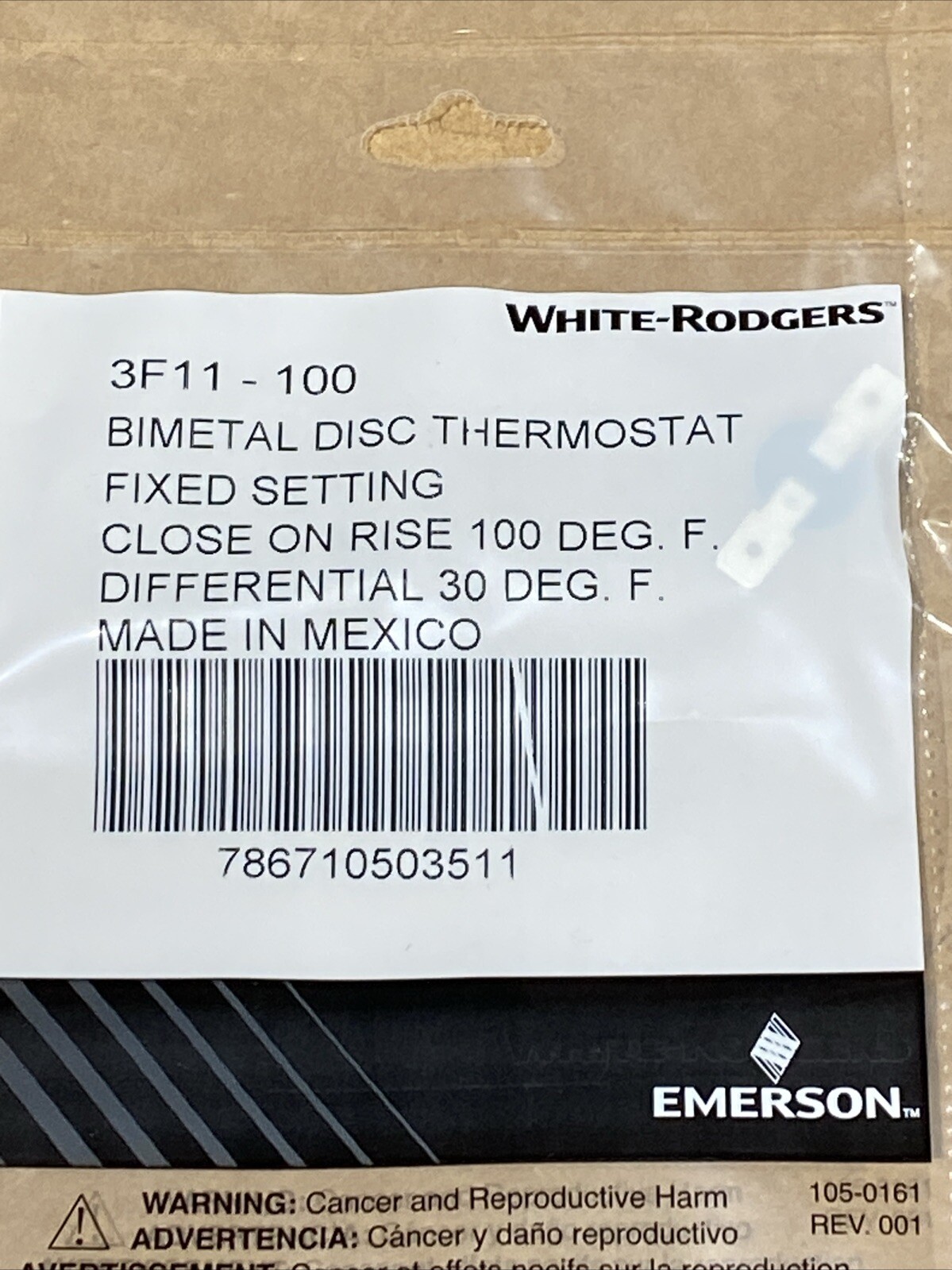 White Rodgers Emerson 3F11-100 Thermostats 5Pack New
