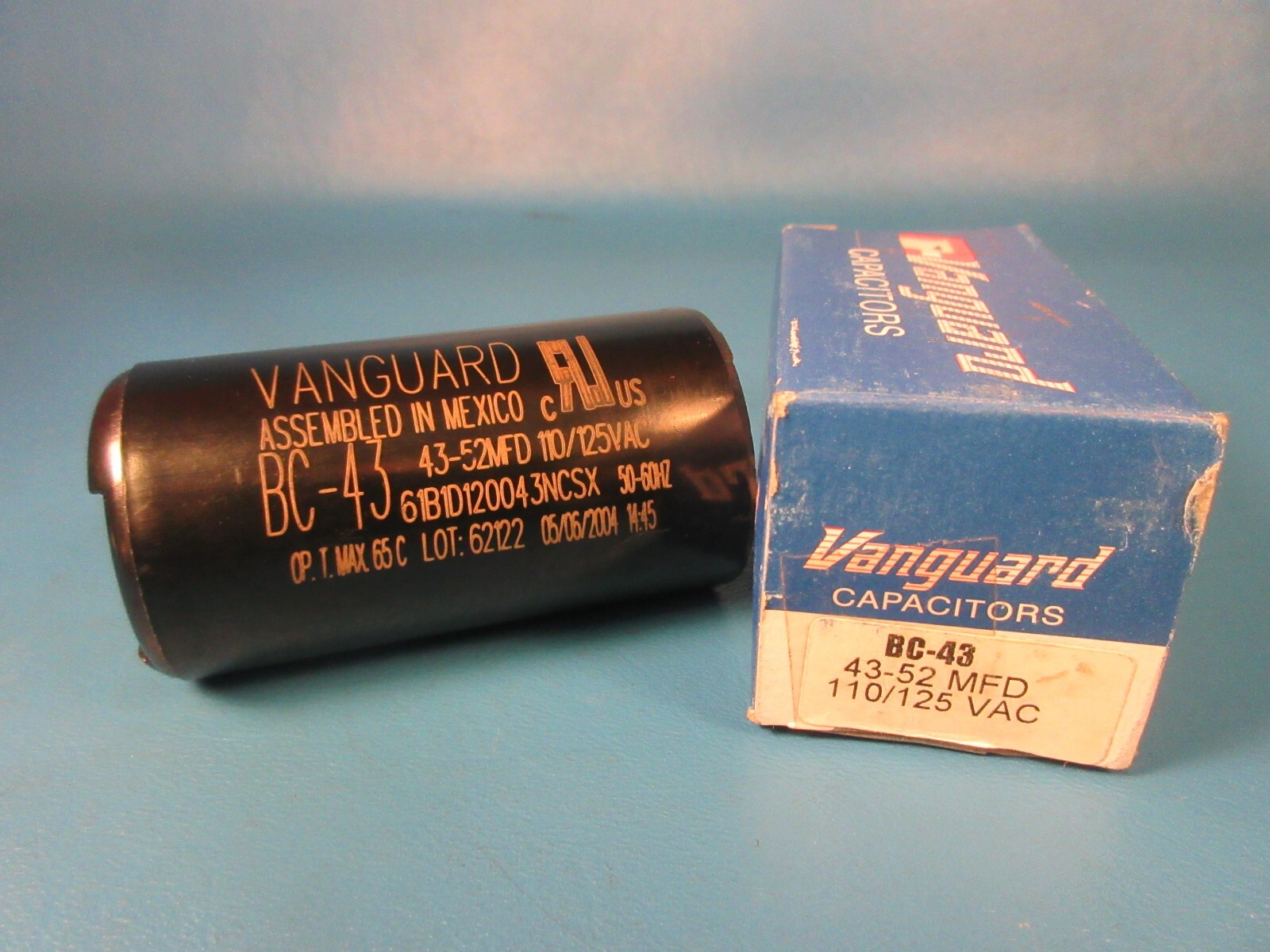 Vanguard HVAC BC-43, 43-52 MFD Motor Start Capacitor 110/125 VAC (Packard, MARS)