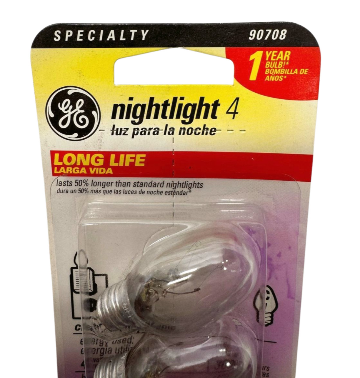 (Pack of 2) General Electric 90708 Nightlight Bulbs, 4W **Free Shipping**