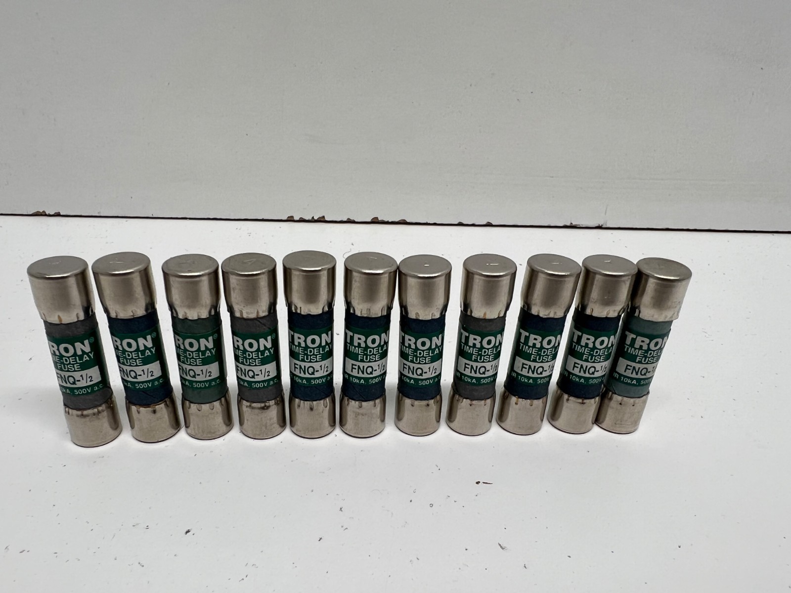 LOT OF (11) NEW OLD STOCK! BUSSMANN 1/2A TIME-DELAY FUSES FNQ-1/2