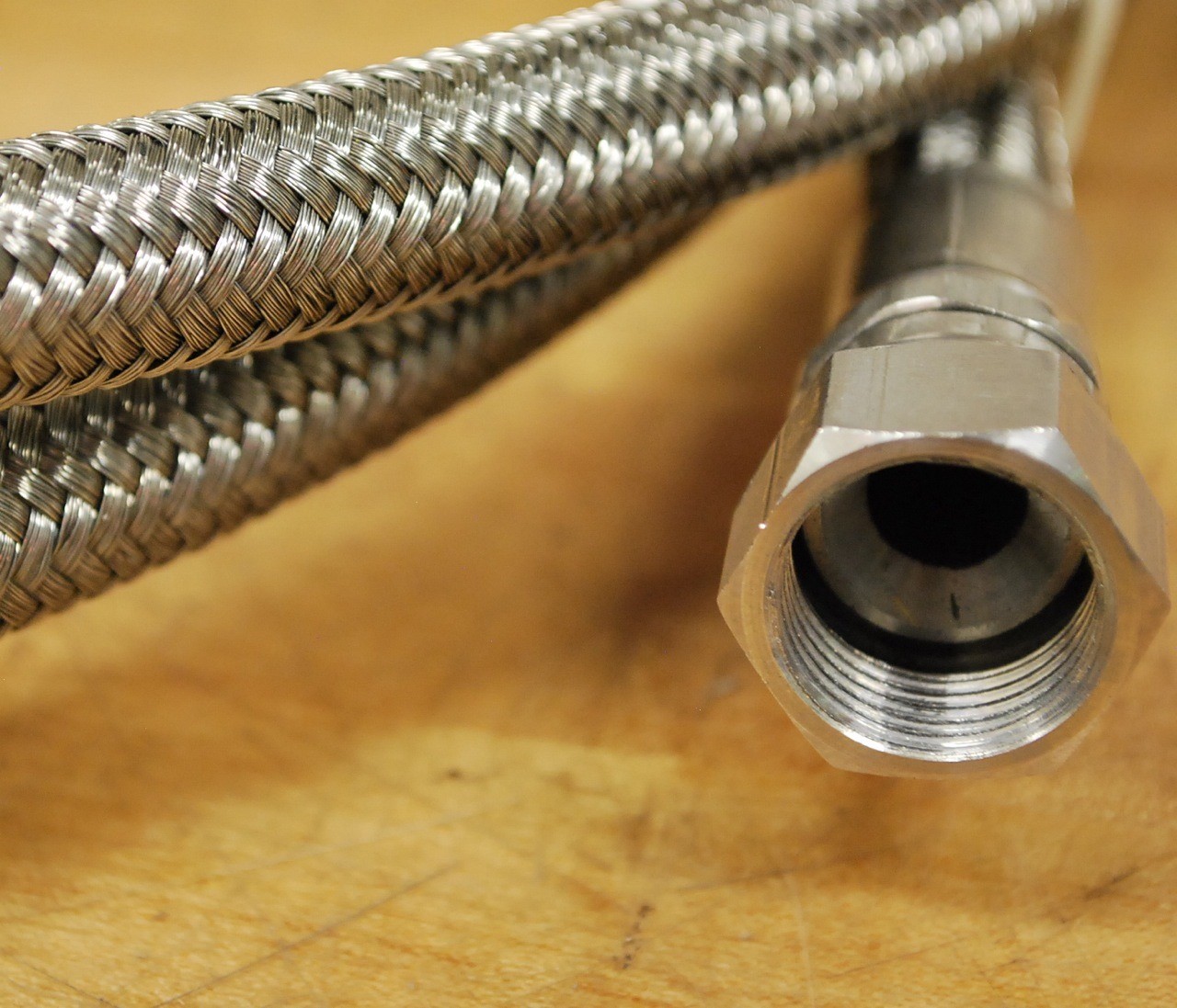 3/8″ ID x 80″ Stainless Steel Braided Hose with Compression Fittings – NEW