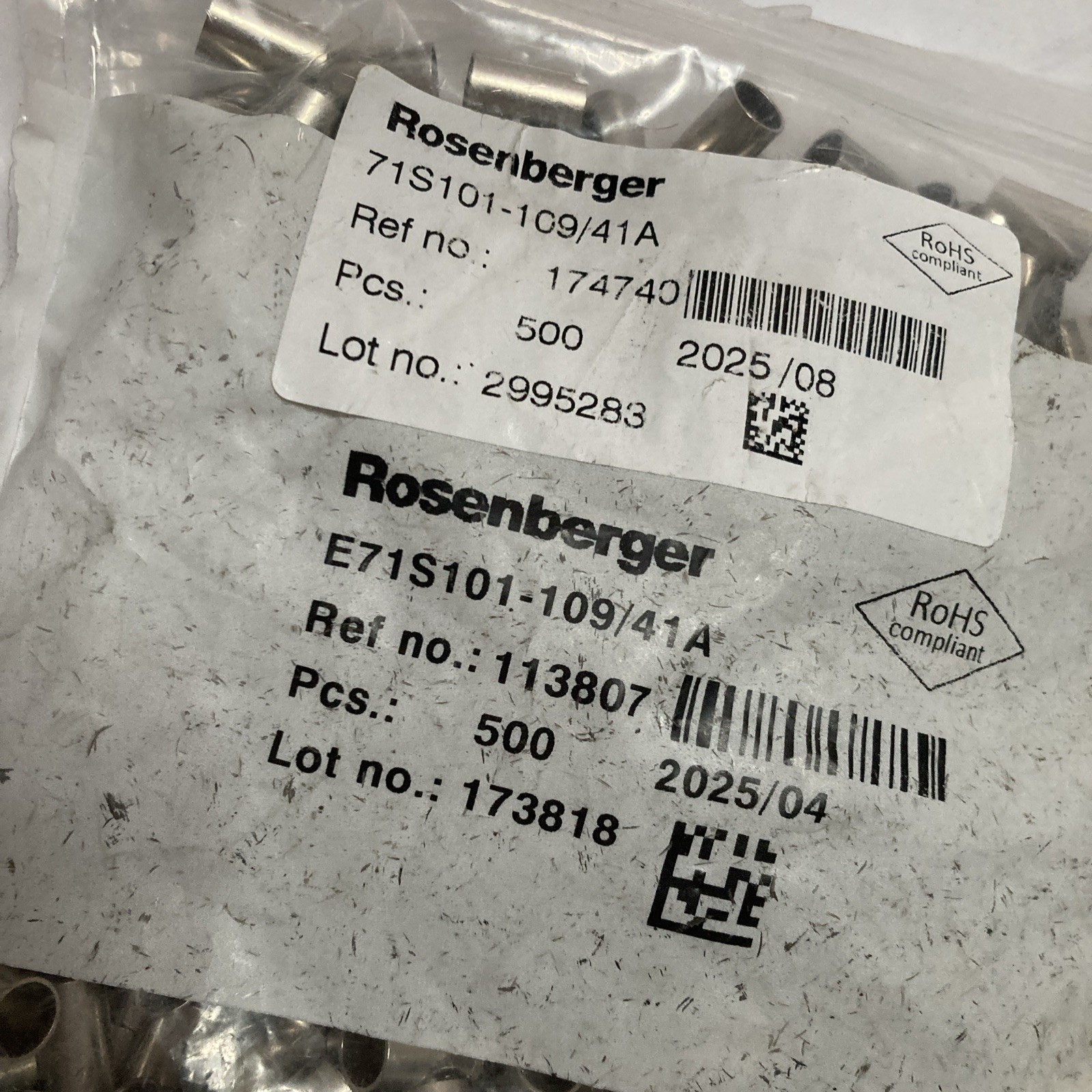500 QTY Rosenberger 71-S101-109/41A 113807 / 174740 (Y2DE)
