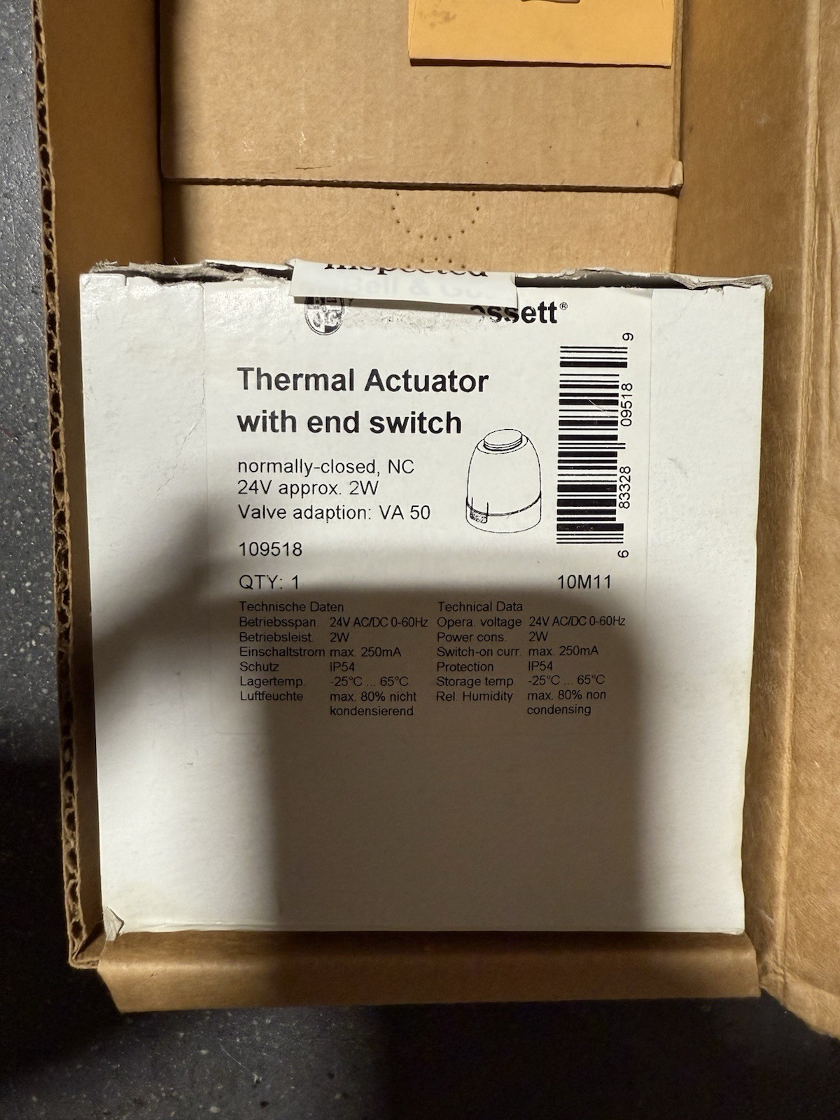 Brand New Bell And Gossett 3/4” Sweat Zone Valve Wire Switch Actuator 109501
