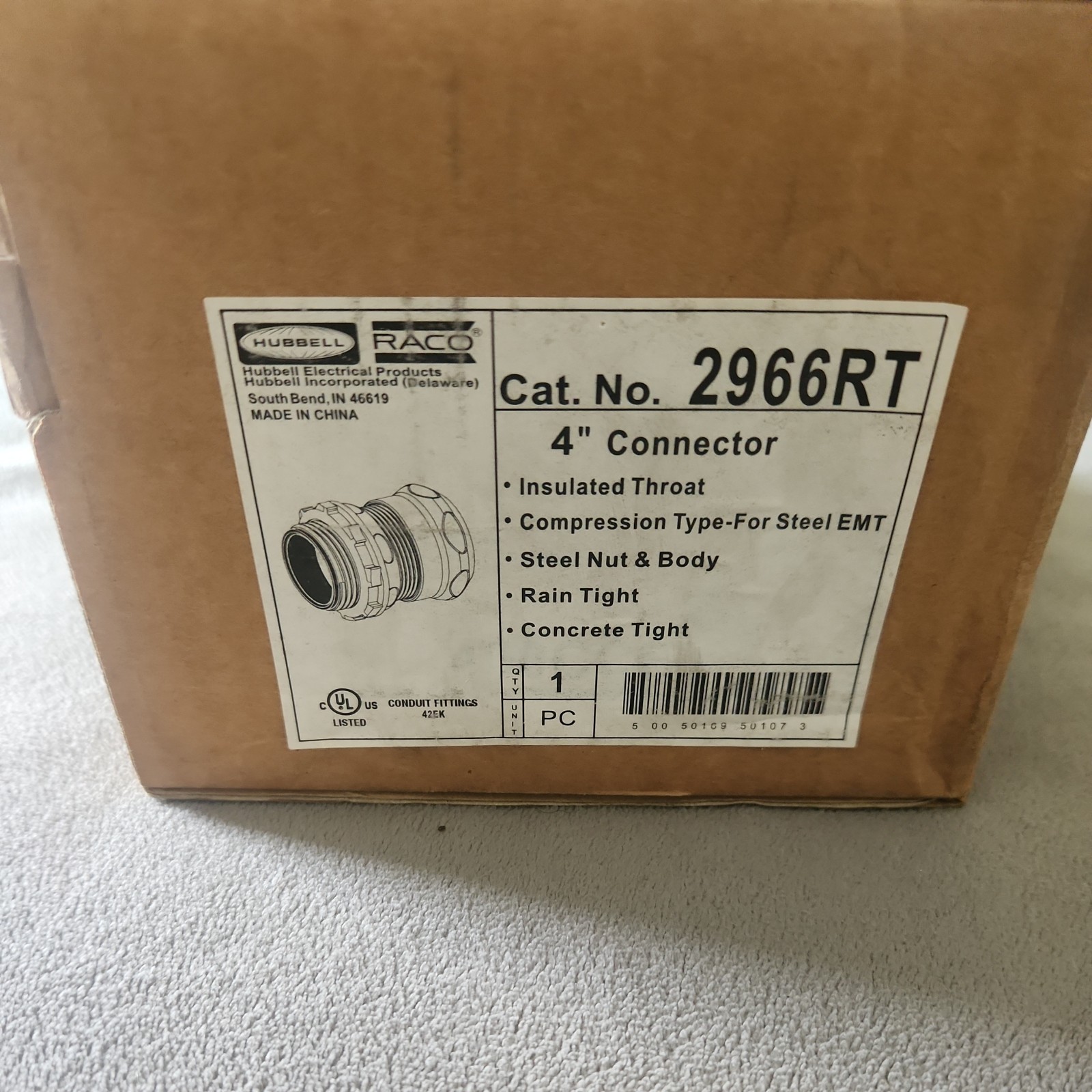 HEBBELL RACO 2966RT 4″ Insulated Raintight Compression Connector for EMT Conduit