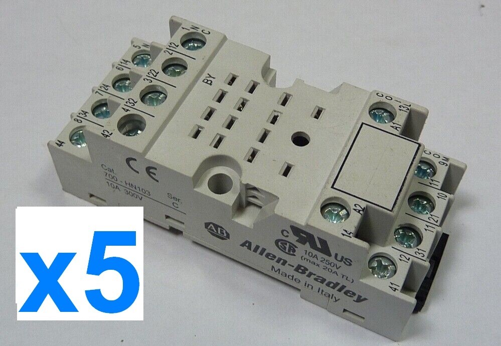 x5 NEW Allen Bradley 700-HN103 MINATURE RELAY SOCKET 14BLADE 10AMP 300V