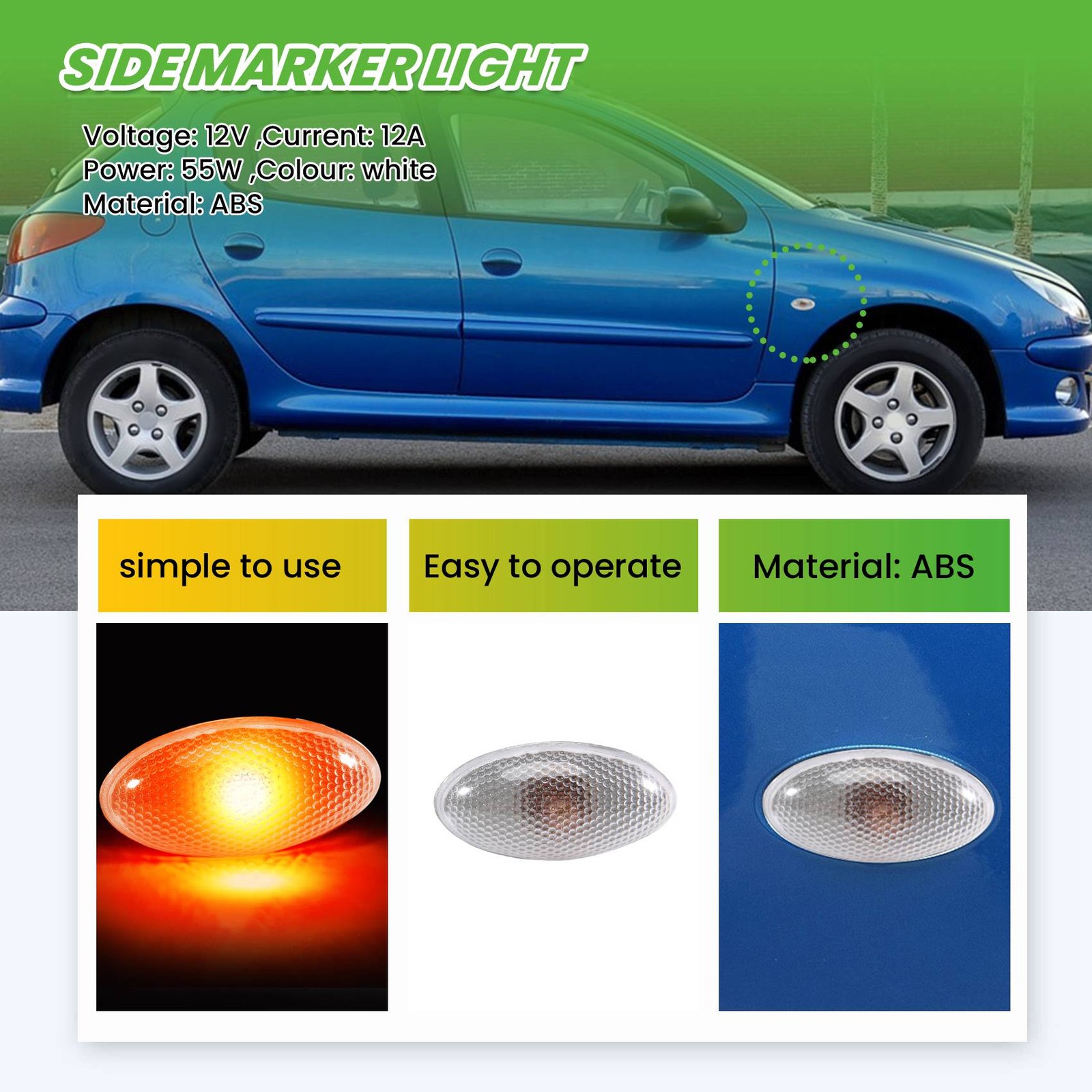 632574 2 X Turn Side Marker Light Repeater Lamp Indicator for 206 407 607 N8V8