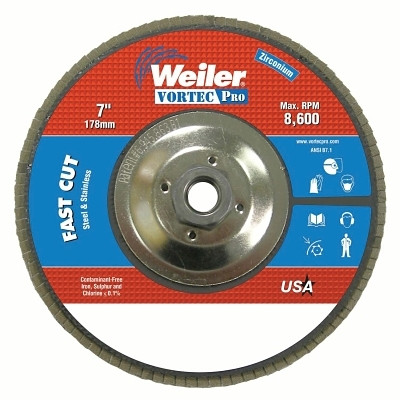 Weiler 31367 Vortec Pro Abrasive Flap Disc 36 Grit 7 Inches 5/8-11