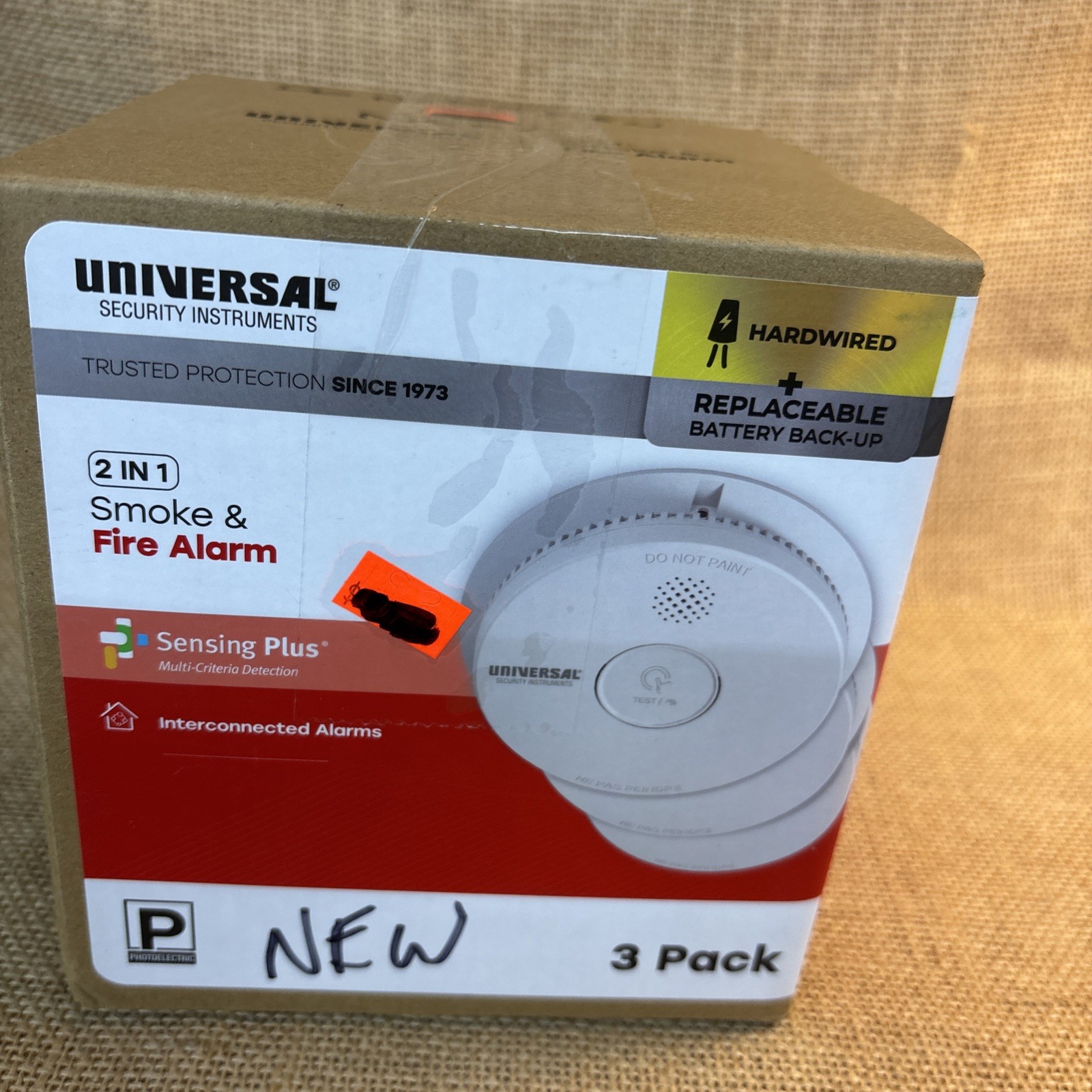 3-PK Universal Hardwired W/ 9V Battery Backup Photoelectric Smoke Detector