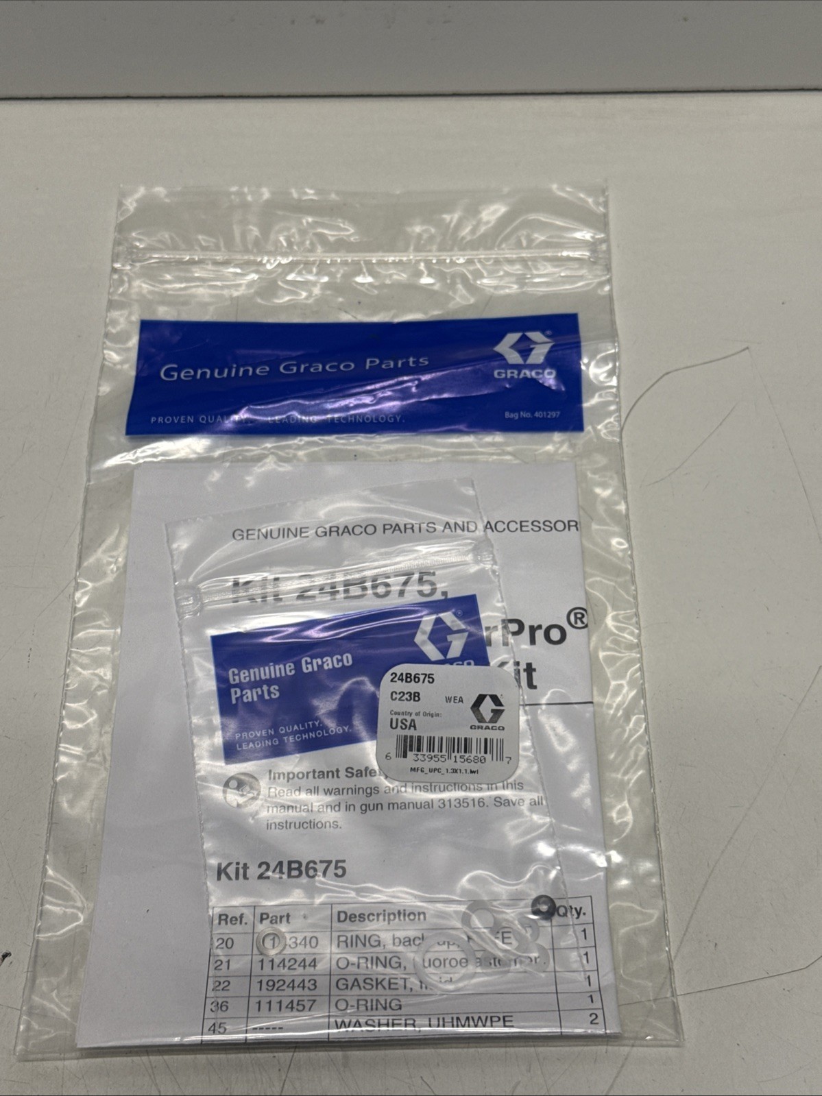 GRACO 24B675 FLUID REPAIR KIT NSMP