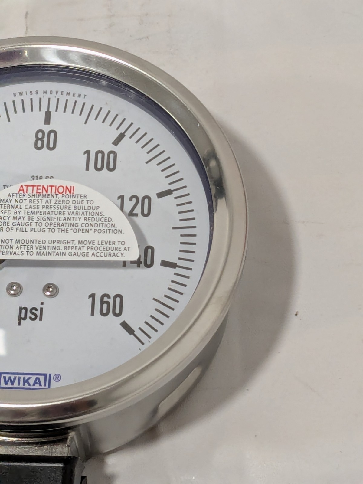 WIKA Pressure Gauge 4″ Dial, 0 to 160 psi, 1/2″ Thread, NPT Lower Mount 9768556