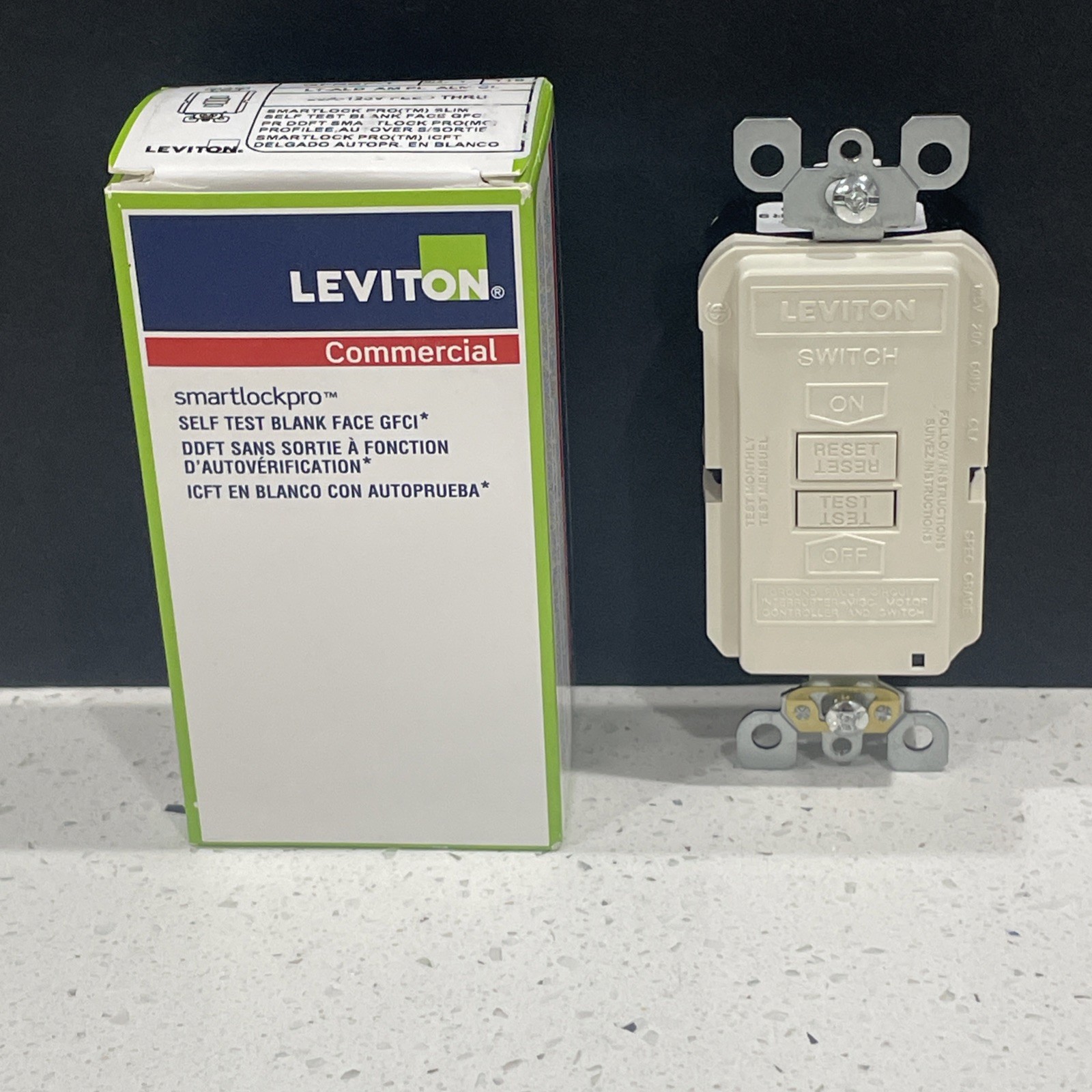 Leviton GFRBF-T Self-Test Blank Face GFCI Receptacle, 20A – 125V – Light Almond
