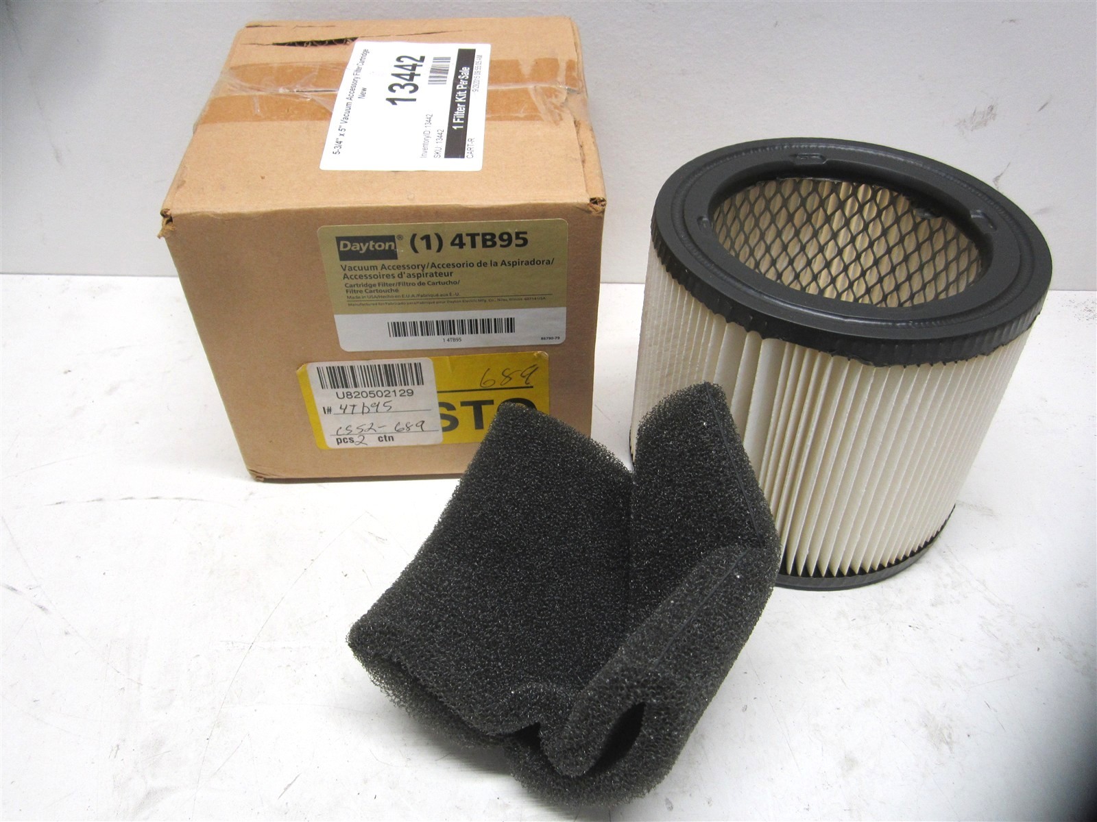 (4TB95) 5-3/4″ x 5″ OAL Wet/Dry Vacuum Paper Accessory Filter Cartridge