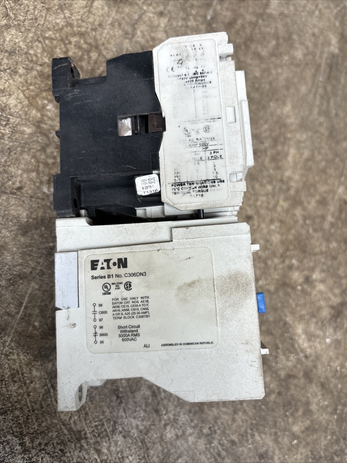 EATON AE16CN0 OVERLOAD PROTECTION RELAY W/ C306DN3 And C320KGS1