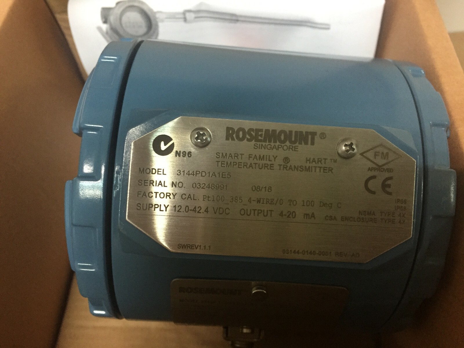 Rosemount TEMPERATURE TRANSMITTER 3144PD1A1E5 NEW