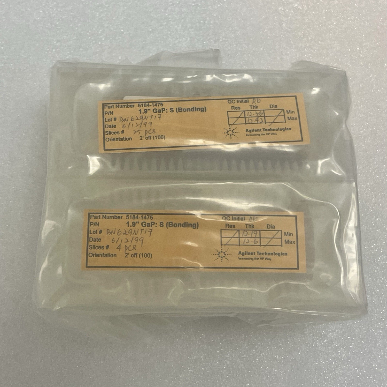 1.9” ~ 48 mm GaP:S Wafers ( Bonding Grade ) – Agilent Technologies. (Lot. of 29)