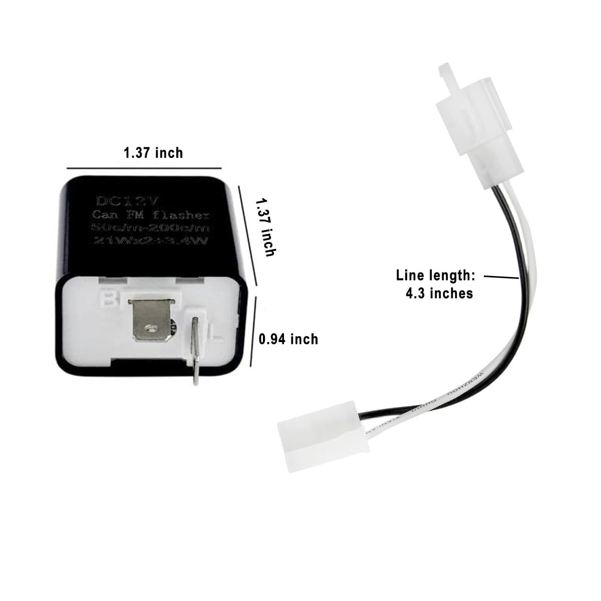 Adjustable 2 Prong Electronic LED Flasher Relay with Wires for Bikes Motorcycles