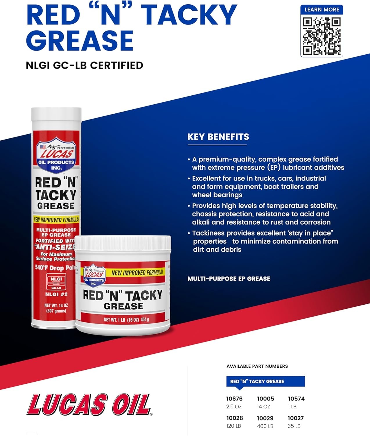 Lucas Oil 10574 Red “N” Tacky Grease – 1 Pound 1