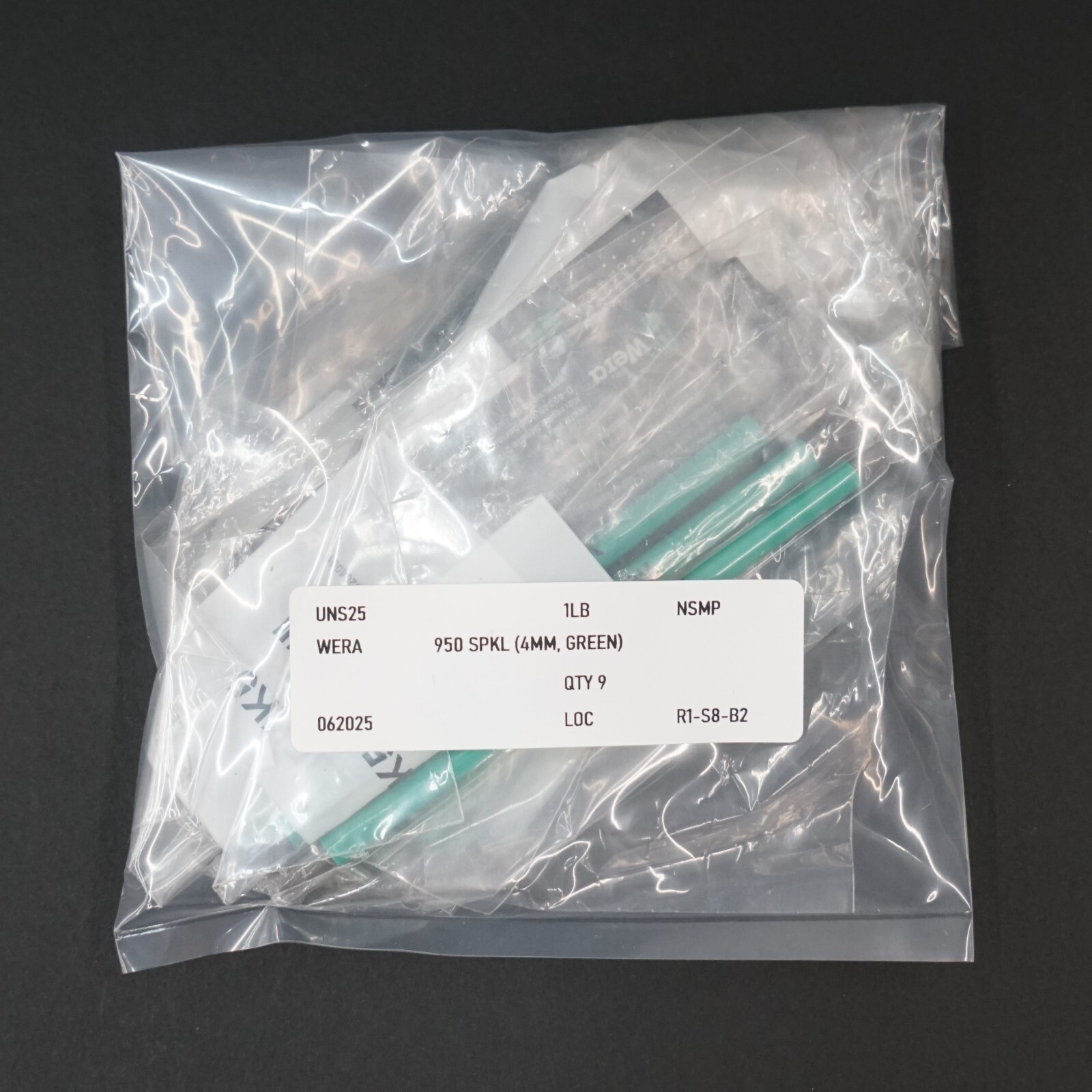 Wera 950 SPKL Ball End Hex Key, 4mm L-Key, Green (QTY 9)