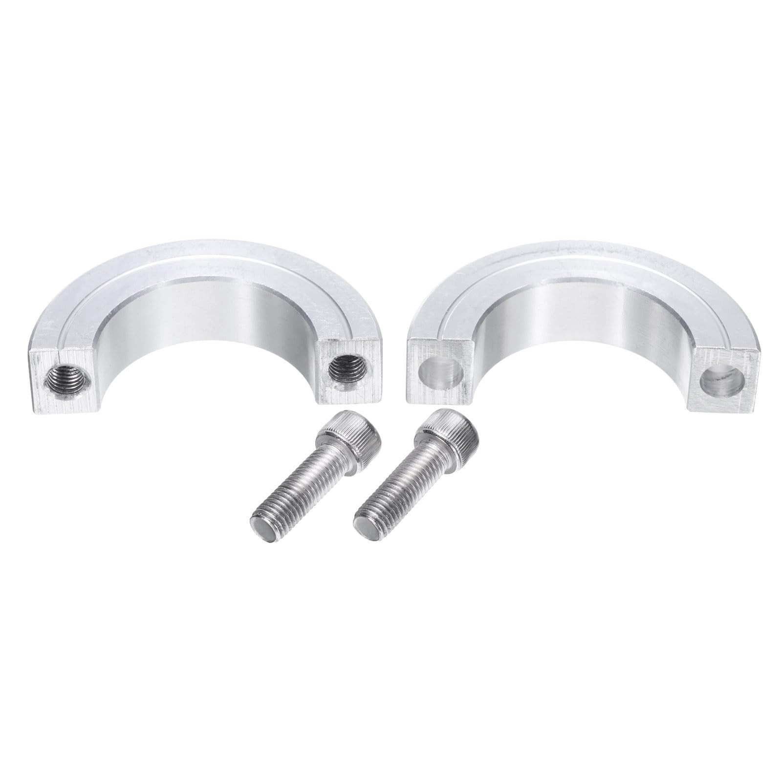uxcell Double Split Clamp-On Shaft Collar for 1-3/8″ Shaft, Silver Tone