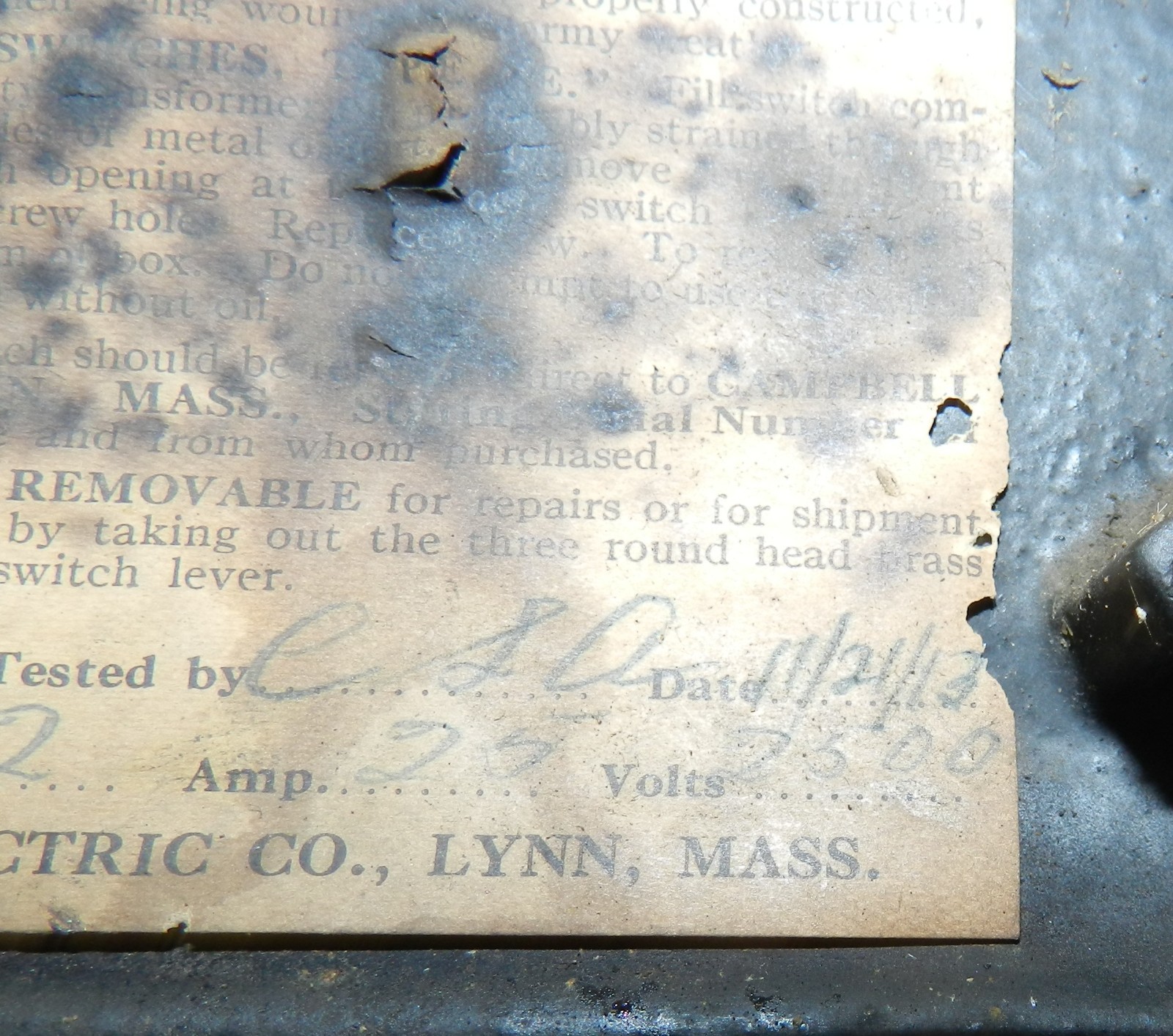 Vintage Campbell Electric Company 8 Day Time Switch in Cast Iron Case – 1913