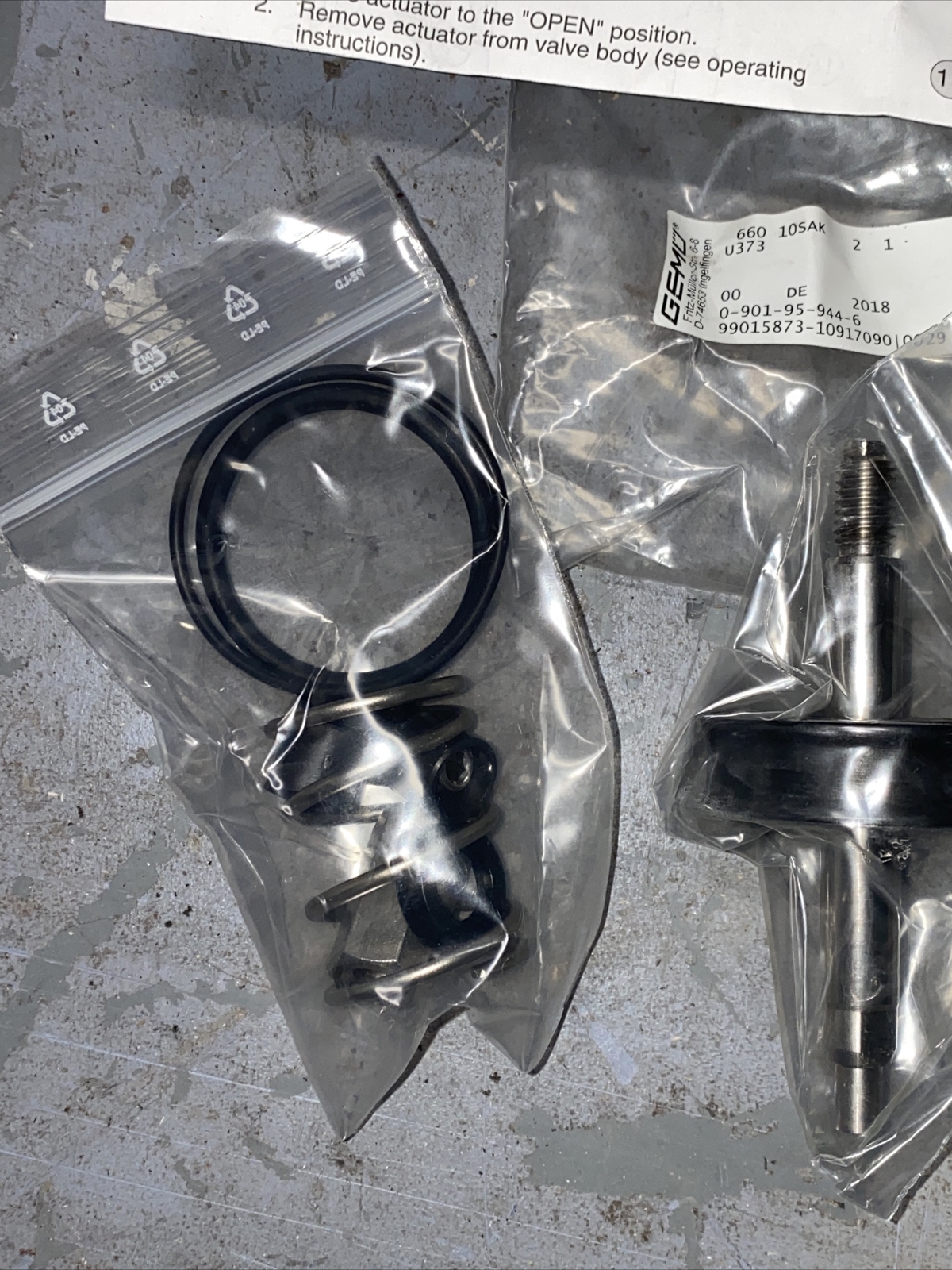 GEMU Filling Valve Repair / Parts / SERVICE KIT 0-901-95-944-6 9660 99015873 KOP
