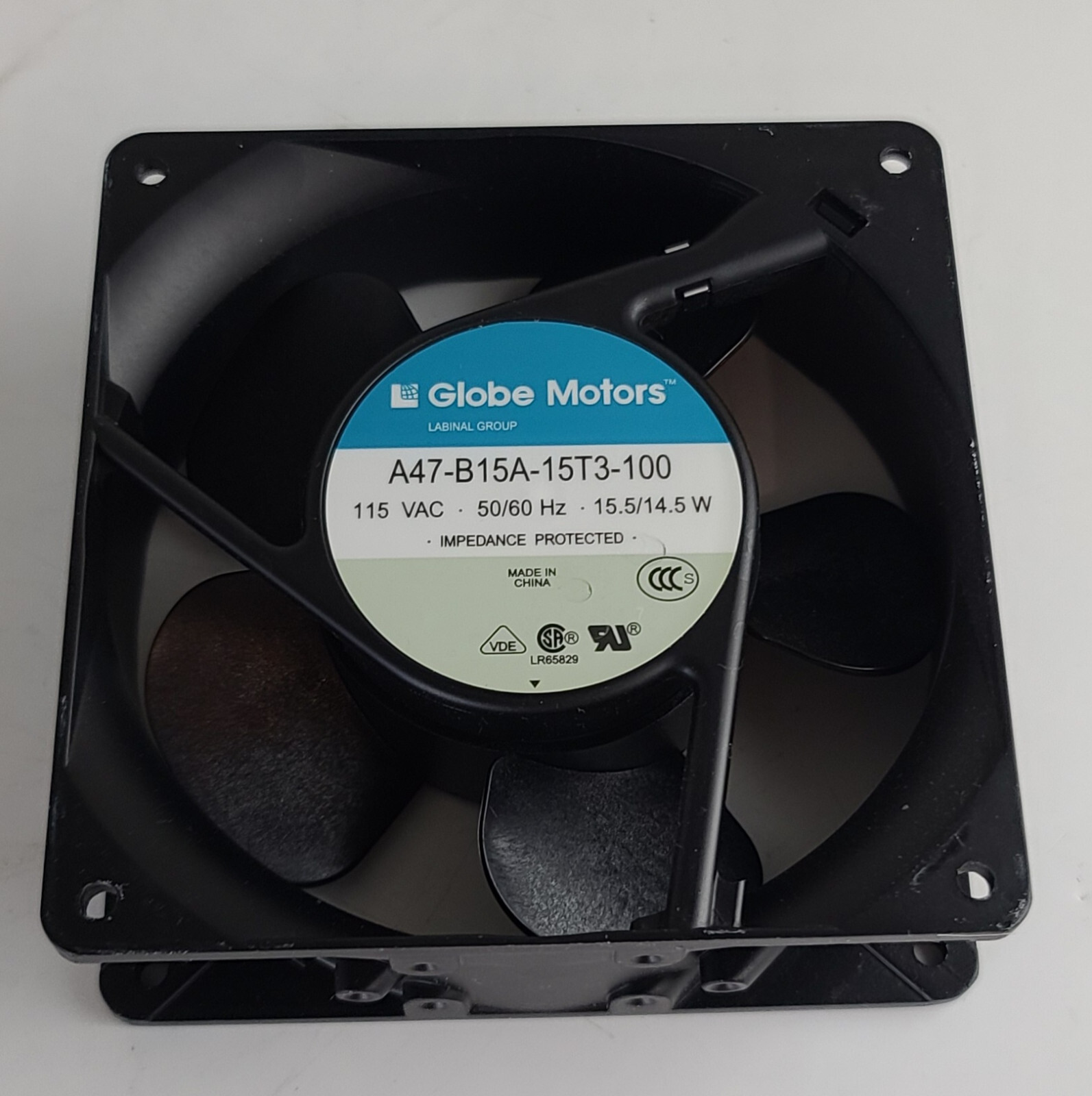 GLOBE MOTORS A47-B15A-15T3-100 FAN 115VAC 50-60HZ 15.5/14.5W