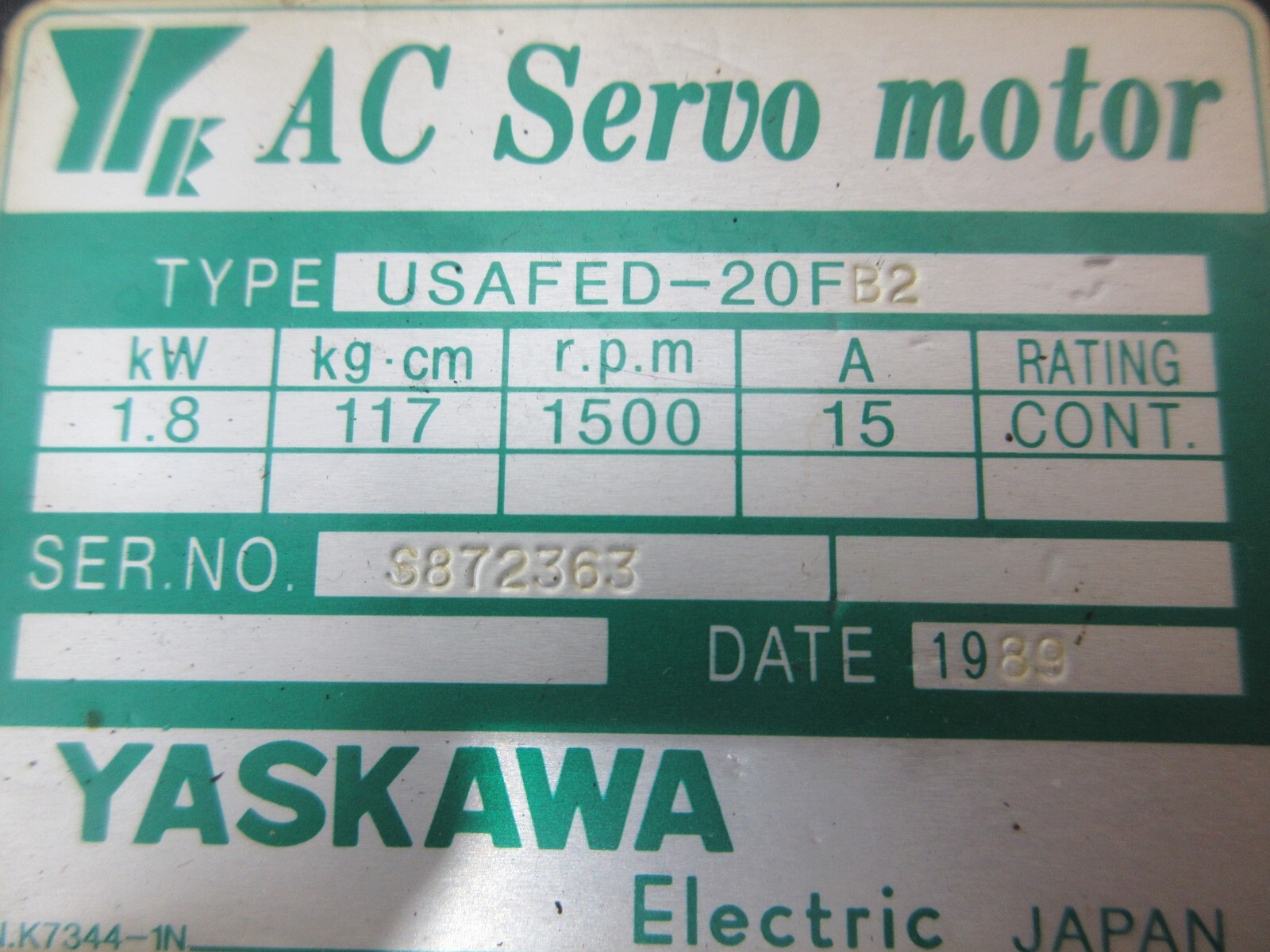 *SPECIAL PRICE* YASKAWA SERVO MOTOR CNC USAFED-20FB2 UTOPI-500UB