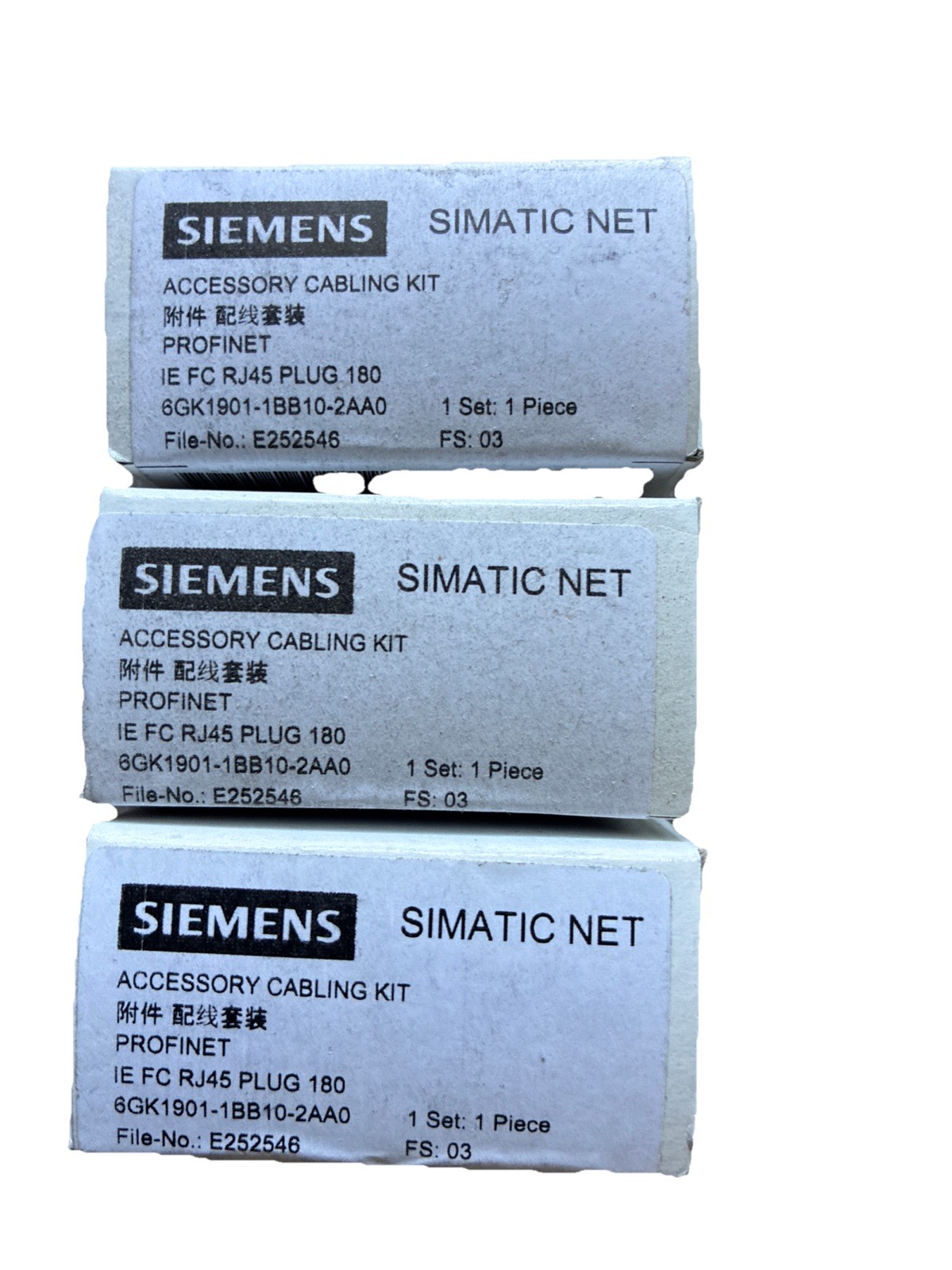 NEW SEALED LOT OF 3 SIEMENS 6GK1901-1BB10-2AA0 IE FC RJ45 PLUG 180 CABLING KIT