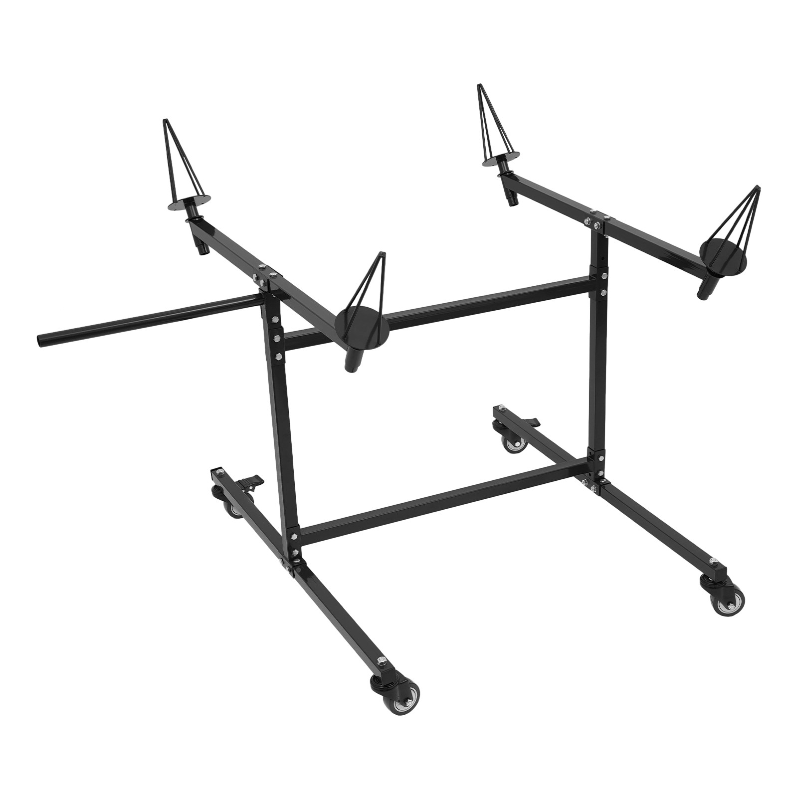 F02 Rotating Wheel Paint Stand Rack 300lbs Capacity Tilted With 4 Swivel Casters