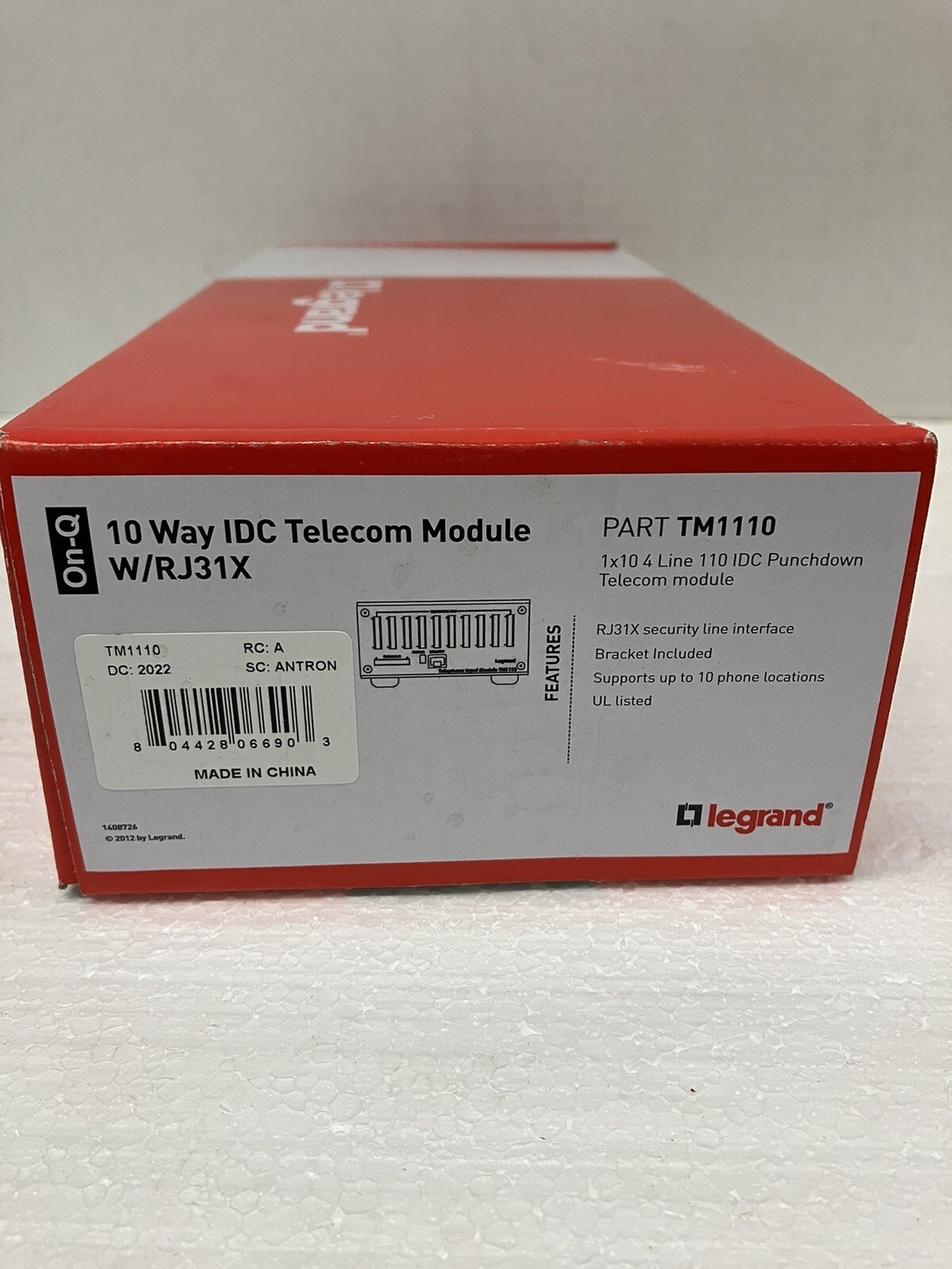 Legrand TM1110 10-Way IDC Telephone Module with RJ31X