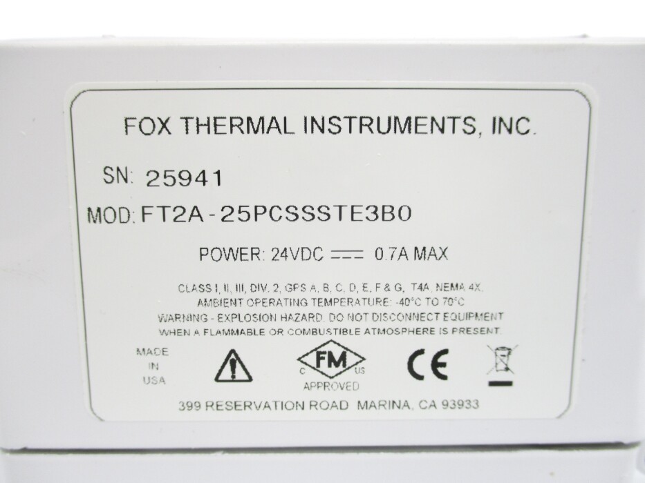 FOX THERMAL INSTRUMENTS FT2A-25PCSSSTE3B0 NSNP