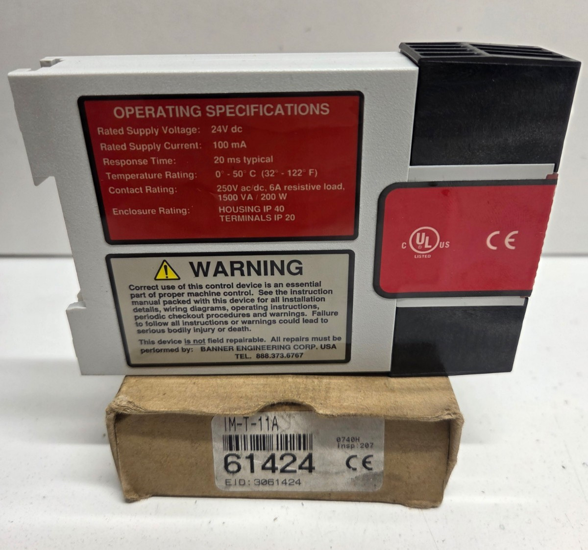 NEW IN BOX! BANNER 24V SAFETY INTERFACE RELAY 61424 IM-T-11A