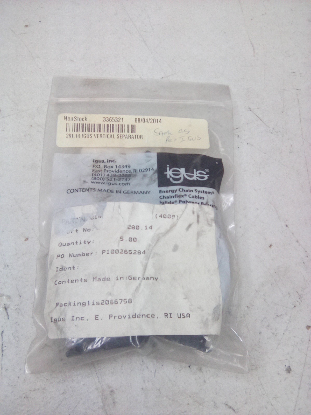 Lot of 10 Igus 281 Vertical Separators
