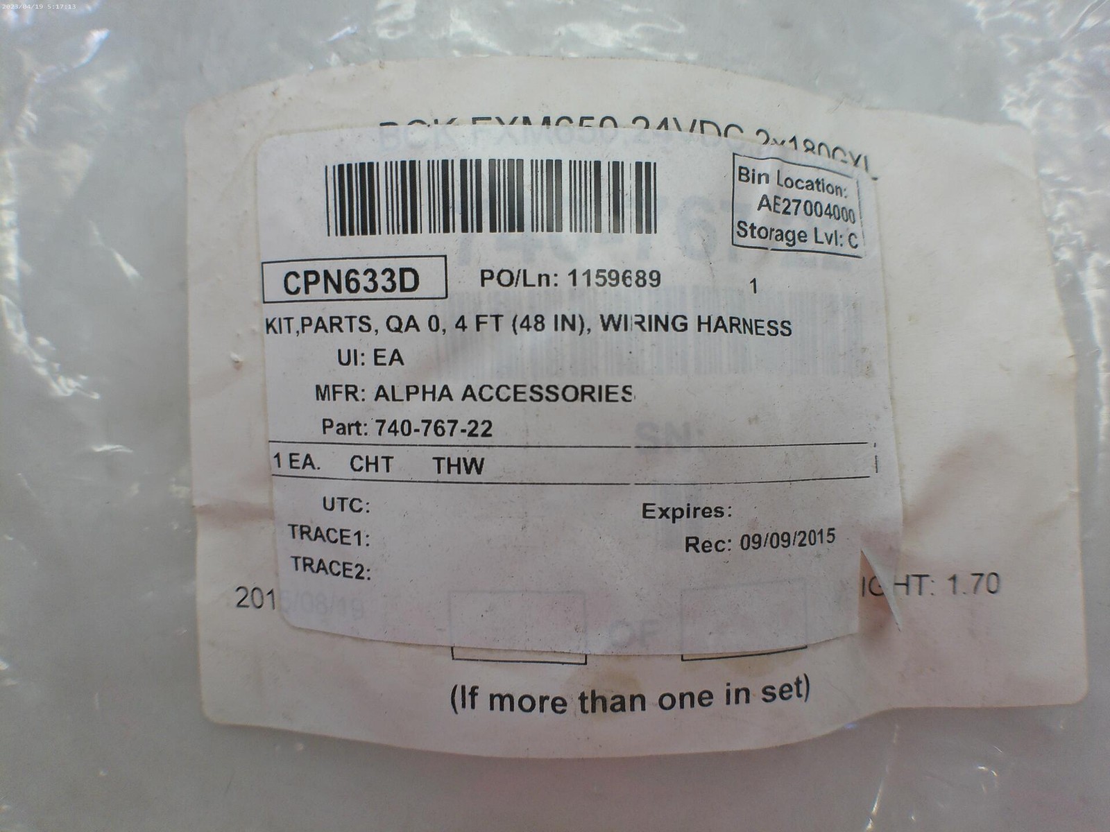 ALPHA ACCESSORIES 740-767-22 WIRING HARNESS KIT NSNP