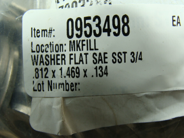 BAG OF 152 3/4″ SAE SS FLAT WASHER 1.469″ OD .812″ ID .134″ THICK BOLT SIZE 3/4″