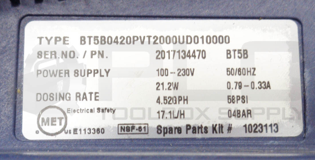 PROMINENT BT5B0420PVT2000UD010000 BETA 5 METERING PUMP BT5B APPROX 6′ CORD