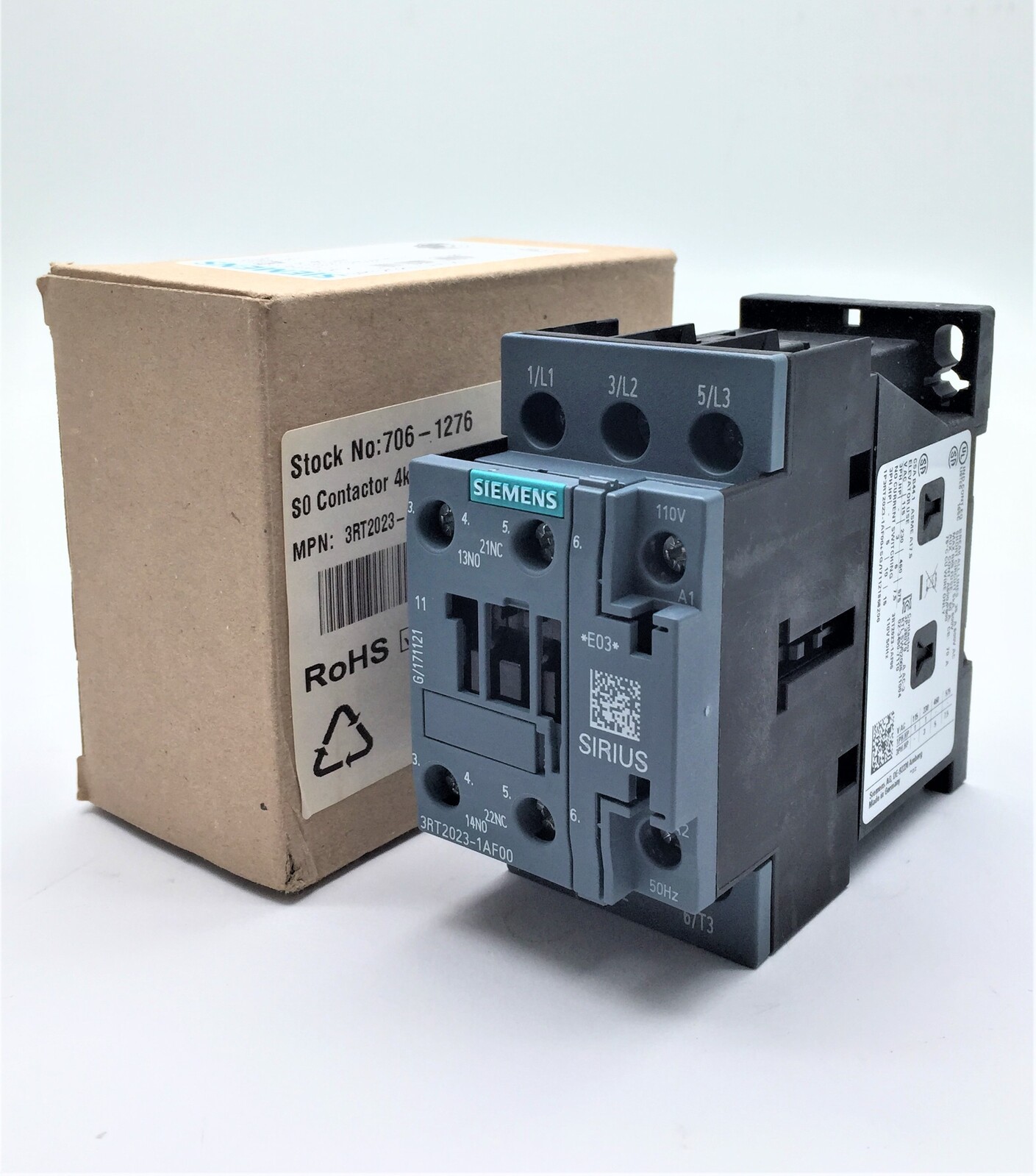Siemens Sirius 3RT2023-1AF00 Contactor 9A 3P 4kW 110VAC NC Coil 