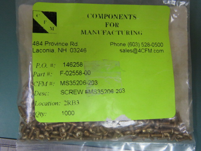 McMasters Carr 96880A115 Qty of 100 per Lot Mil. Spec. Steel Pan Head Phillips