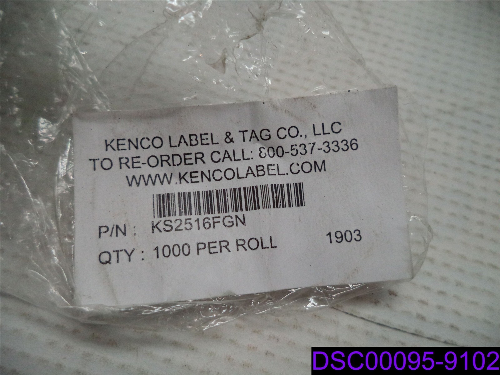 Qty = 8,000 (8 Rolls x 1,000): Kenco Label Fluorescent Green labels KS2516FGN