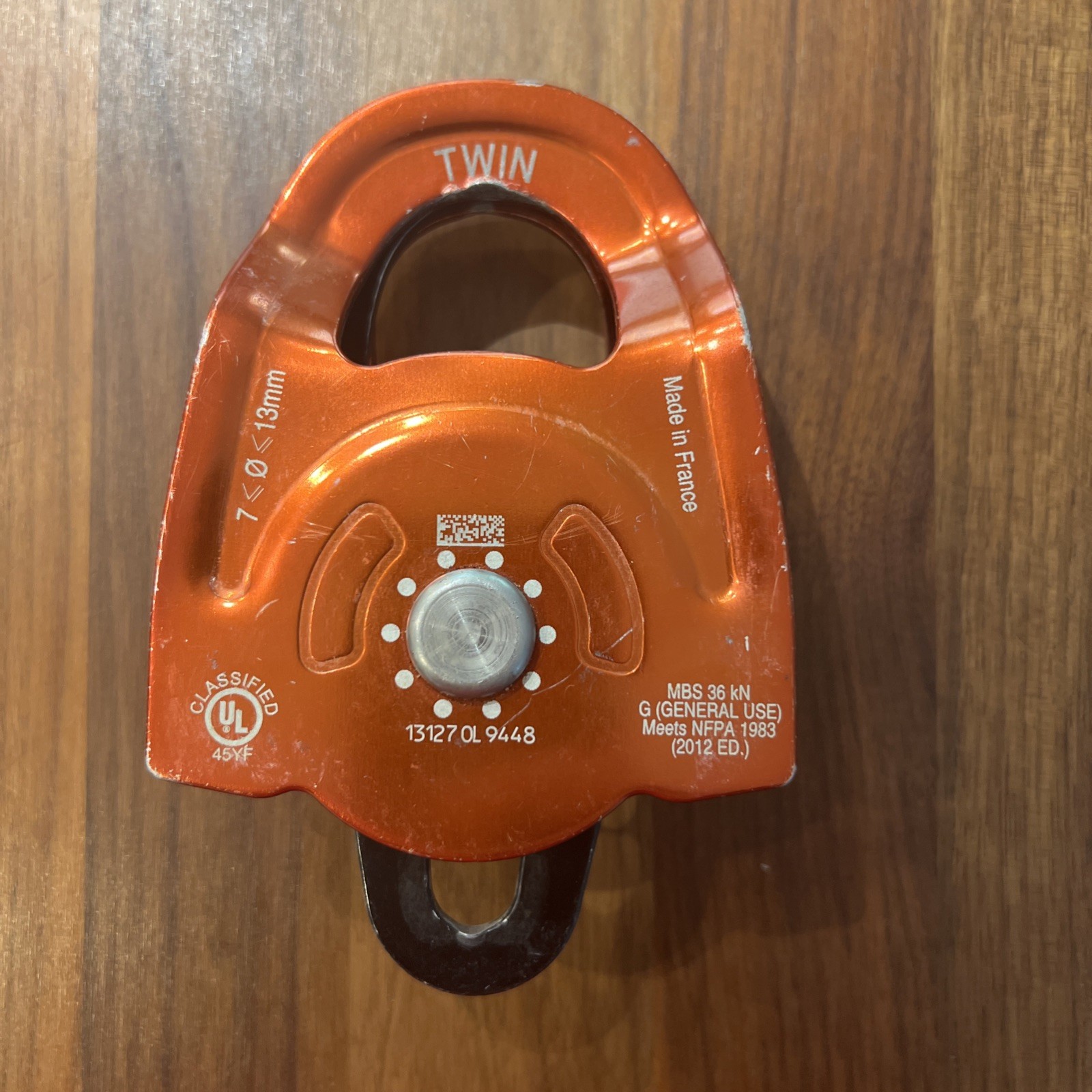 Petzl P65a Prusik Twin Pulley,8100 Lbs,Red/Black